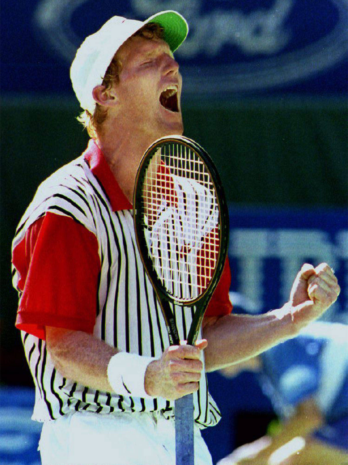 Jim Courier, striped shirt, cap, HD Phone Wallpaper