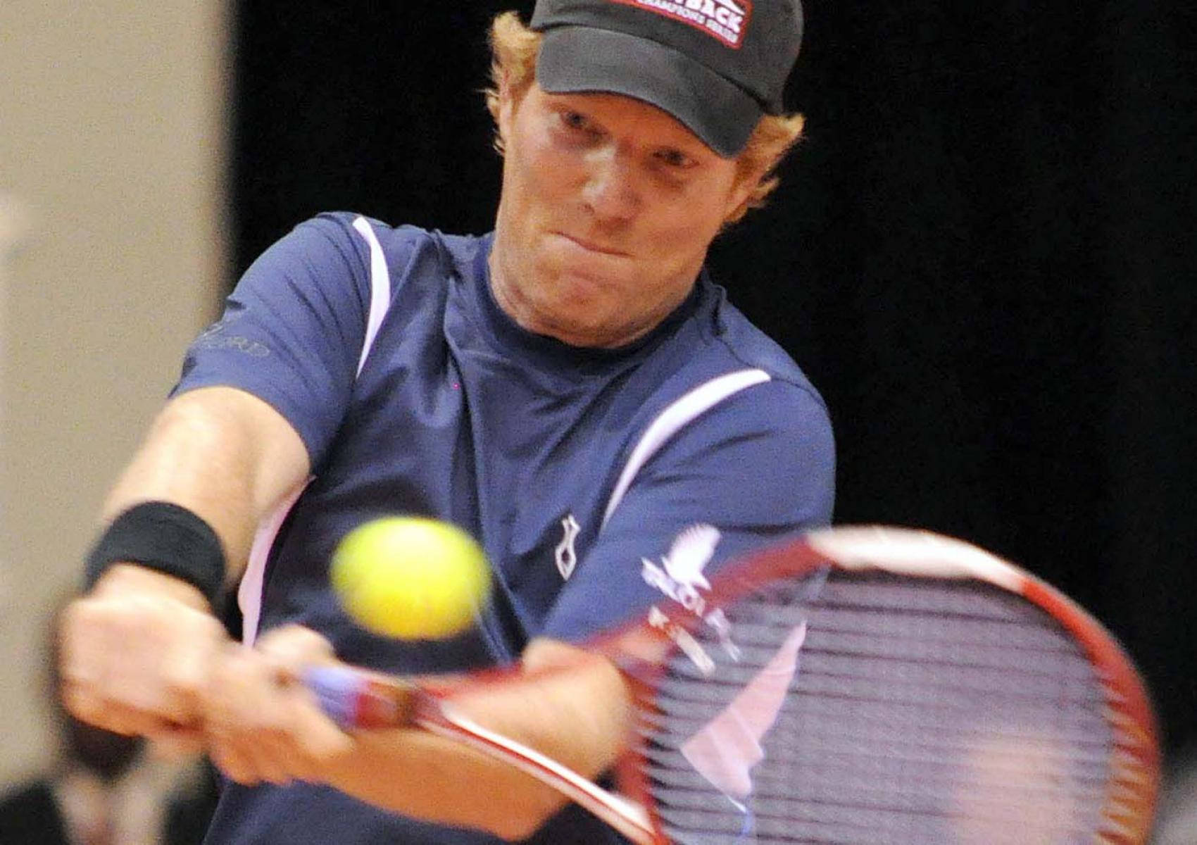 Jim Courier, blue shirt, yellow ball, HD Desktop Wallpaper