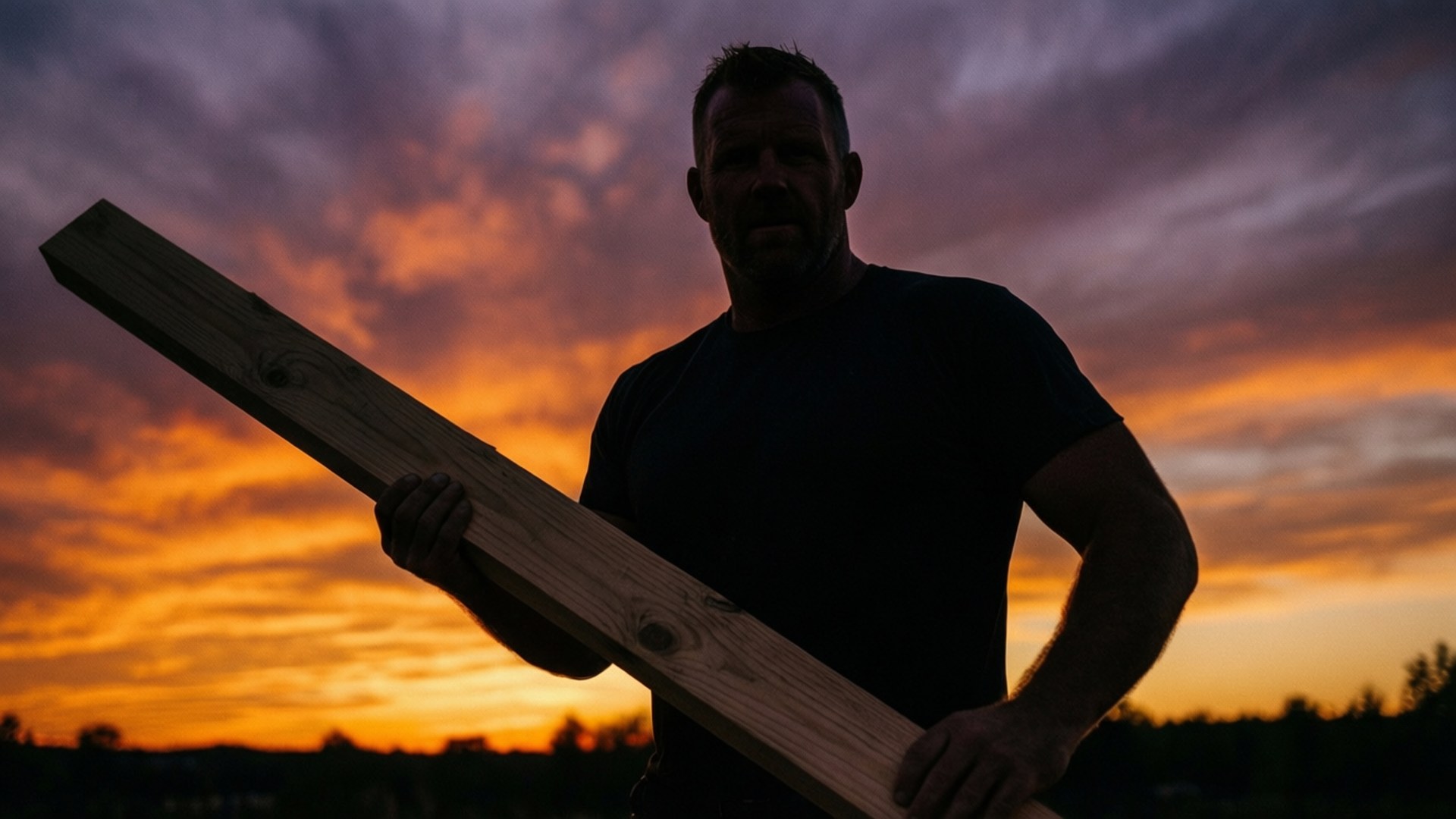 Jim Duggan, plank, sunset, Full HD Desktop Wallpaper