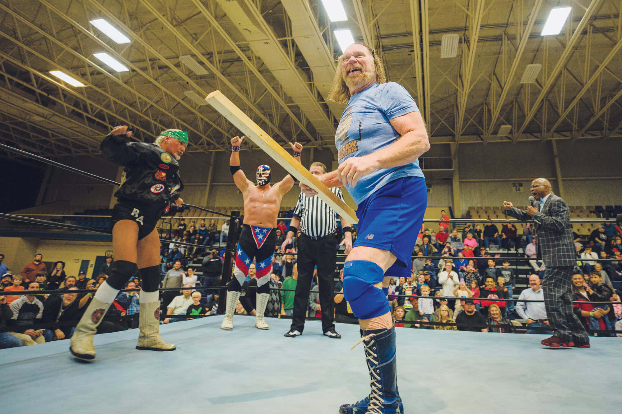 Jim Duggan, wrestler, wooden plank, Full HD Desktop Wallpaper