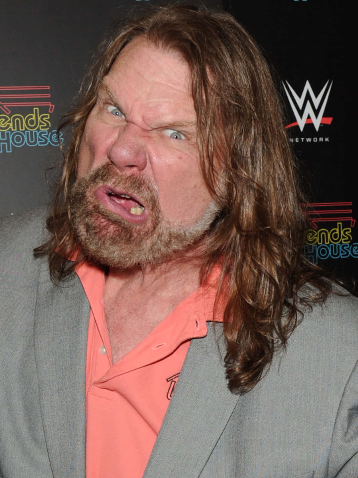 Jim Duggan, gray suit, coral shirt, Full HD Phone Wallpaper