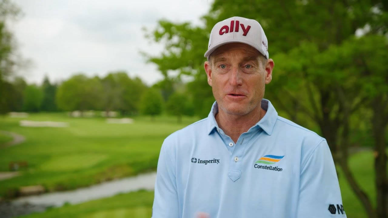 Jim Furyk, light blue polo, white cap, HD Desktop Wallpaper