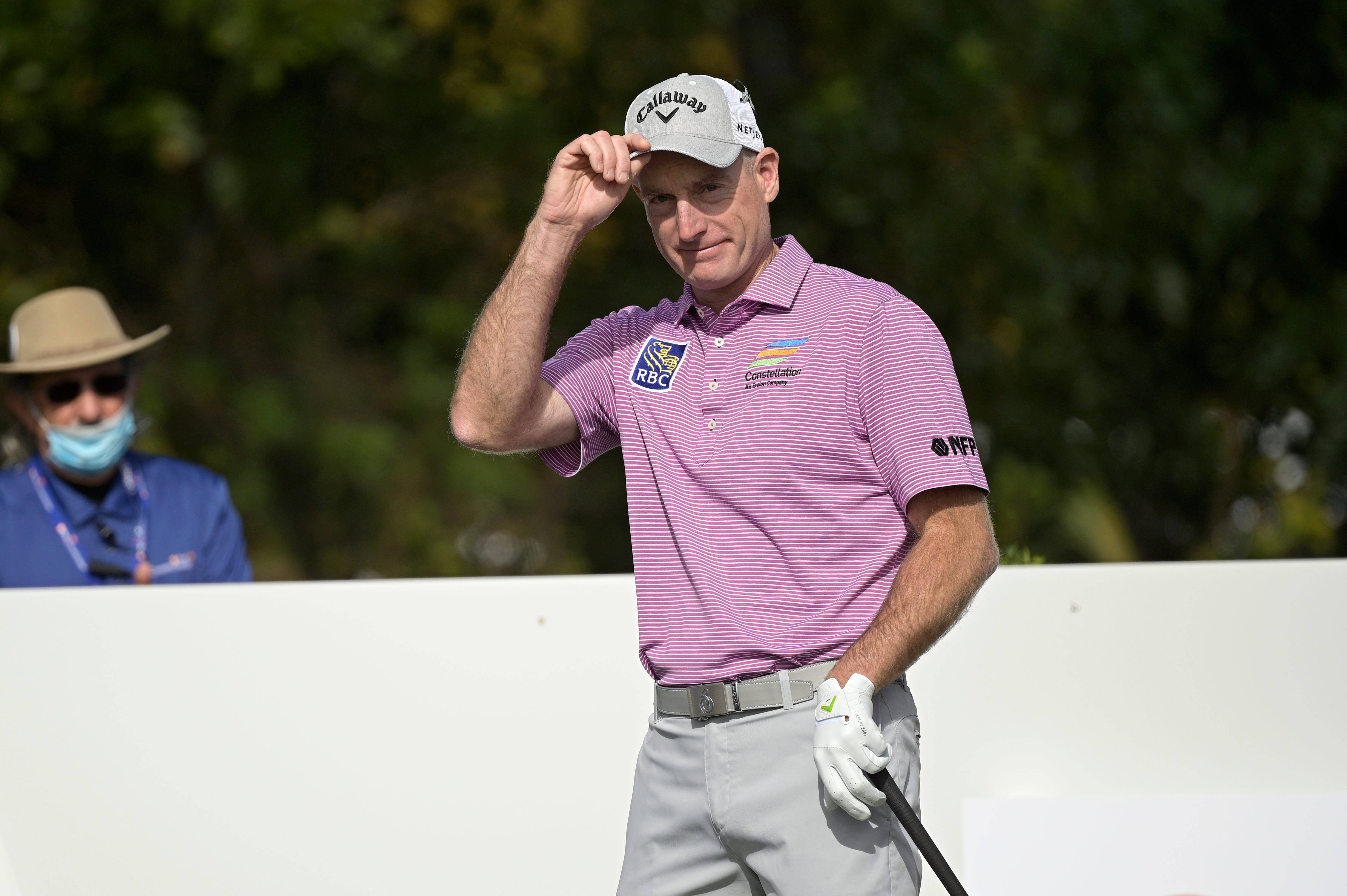 Jim Furyk, purple striped shirt, golf course, 4K Desktop Wallpaper
