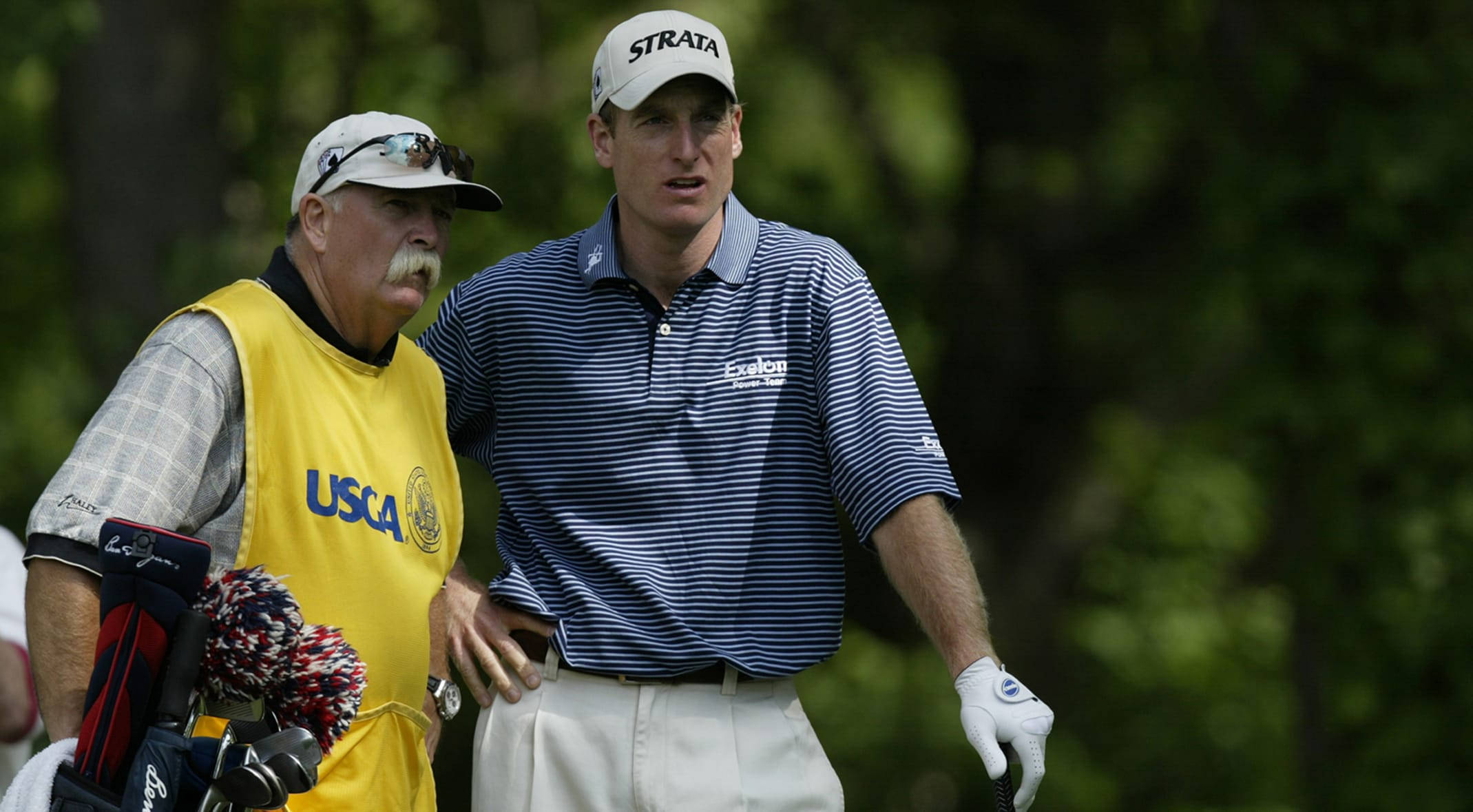 Jim Furyk, golf course, yellow USGA vest, Full HD Desktop Wallpaper