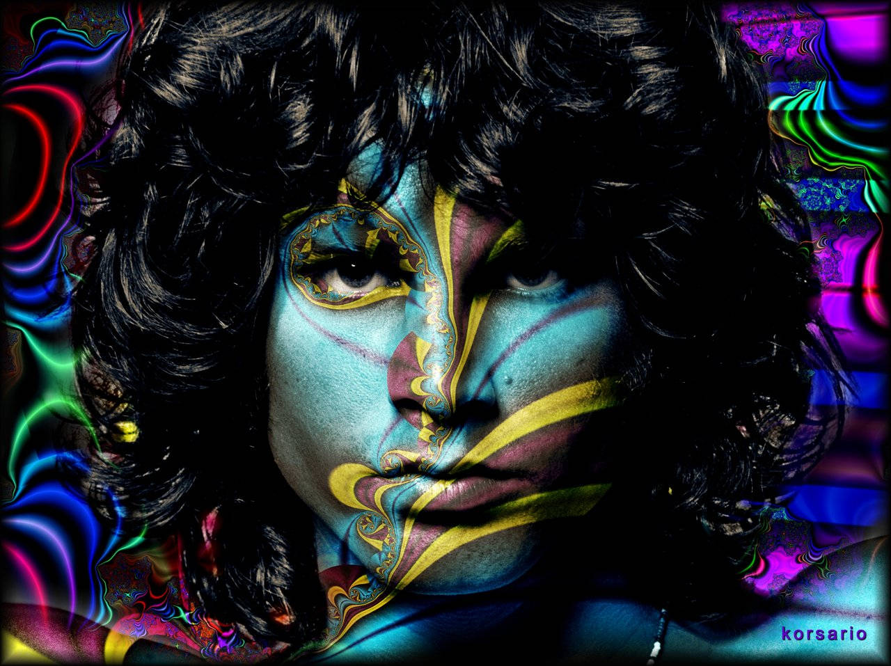 Jim Morrison, fractal, dark hair, HD Desktop Wallpaper