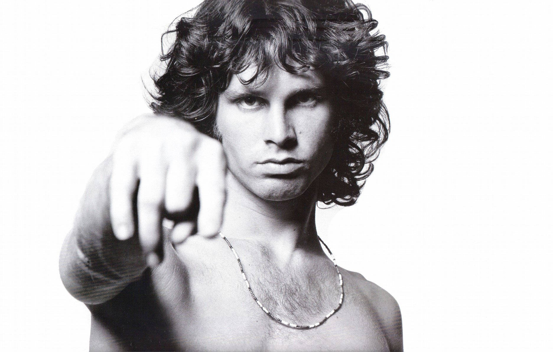 Jim Morrison, black and white portrait, curly hair, HD Desktop Wallpaper