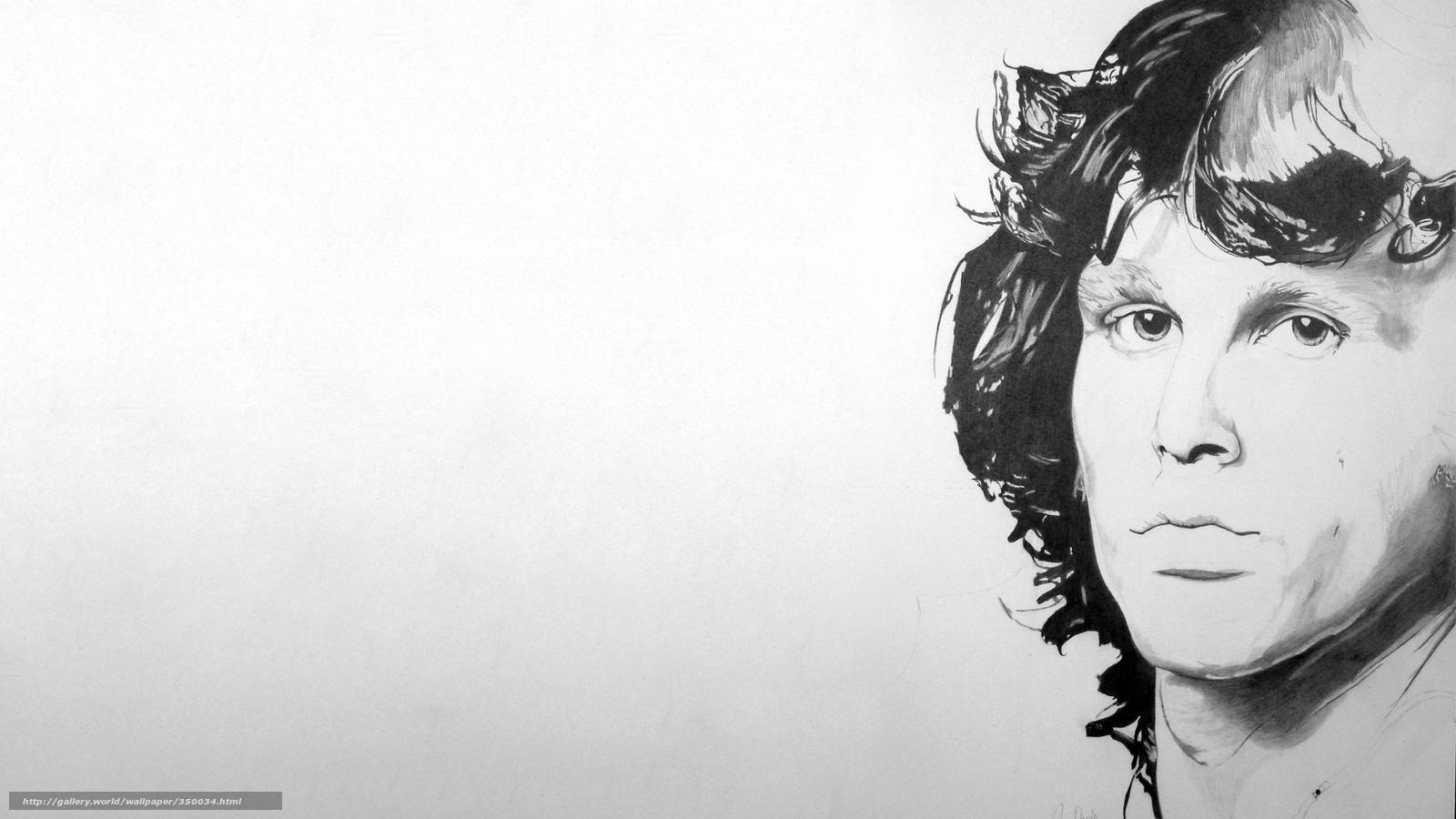 Jim Morrison, pencil drawing, black and white ink portrait, HD Desktop Wallpaper