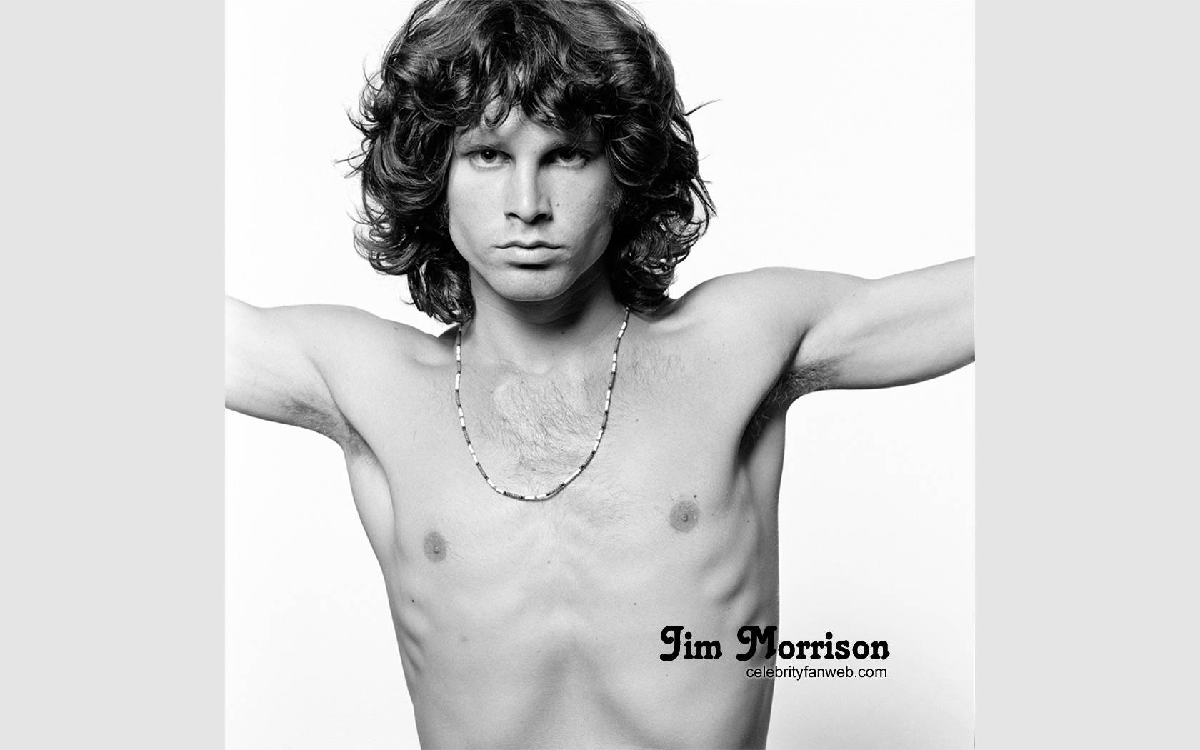 Jim Morrison, black and white portrait, shirtless, HD Desktop Wallpaper