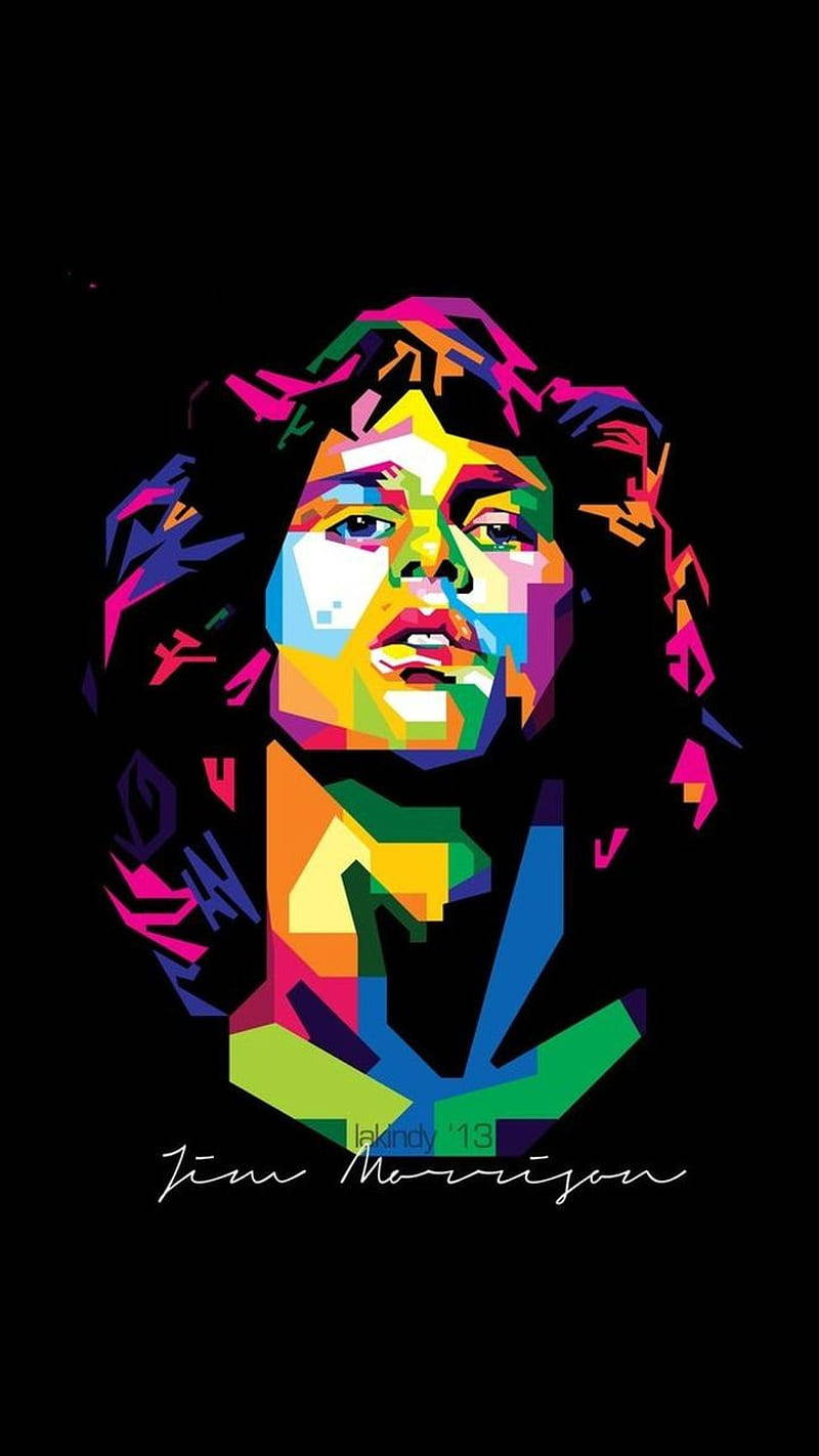 Jim Morrison, geometrical, multicolored angular facets, HD Phone Wallpaper