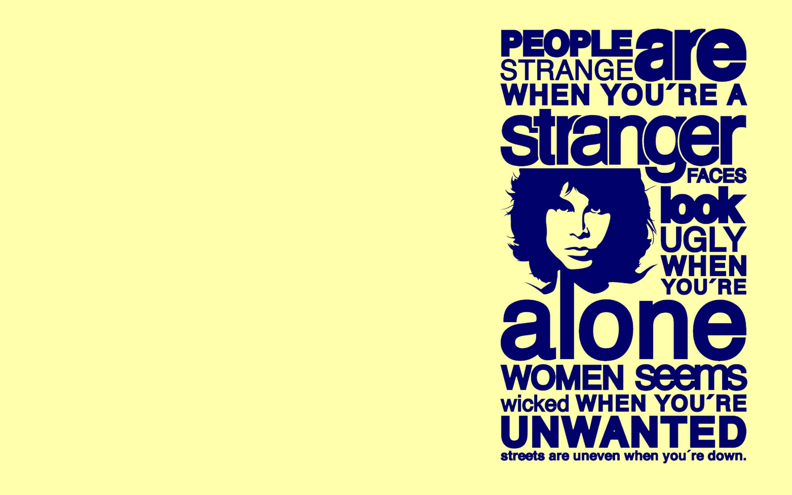 Jim Morrison, bold blue typography, stylized face, 2K Desktop Wallpaper