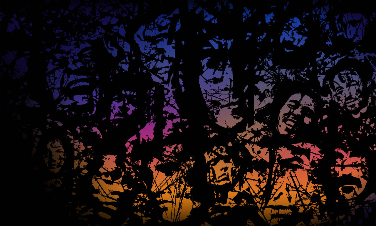 Jim Morrison, doodle art, silhouetted tree branches, HD Desktop Wallpaper