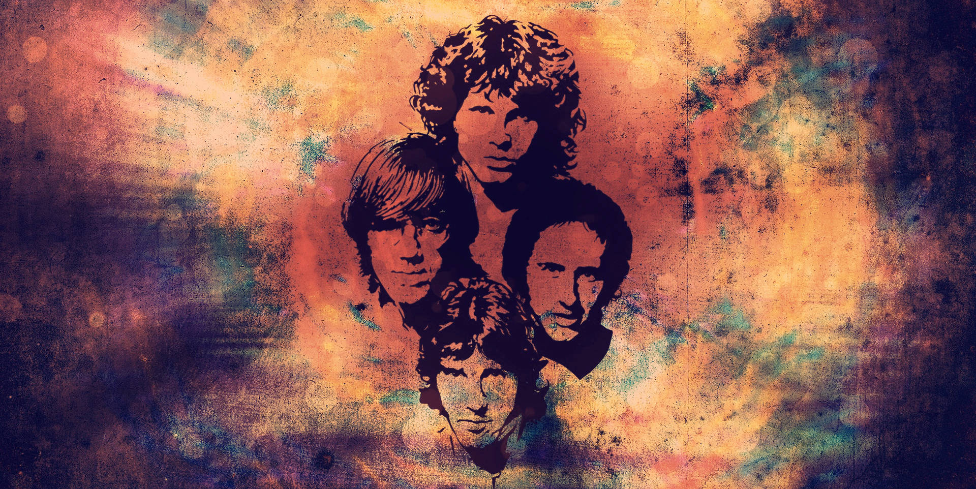 Jim Morrison, grunge art, orange, Full HD Desktop Wallpaper