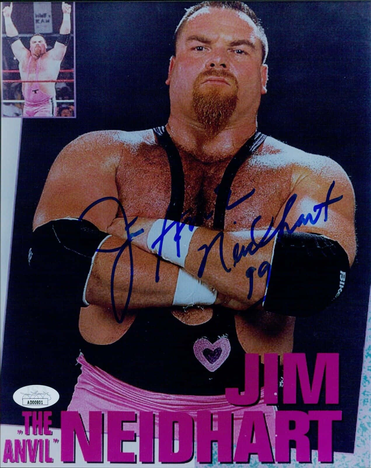 Jim Neidhart, blue ink signature, black singlet, HD Phone Wallpaper