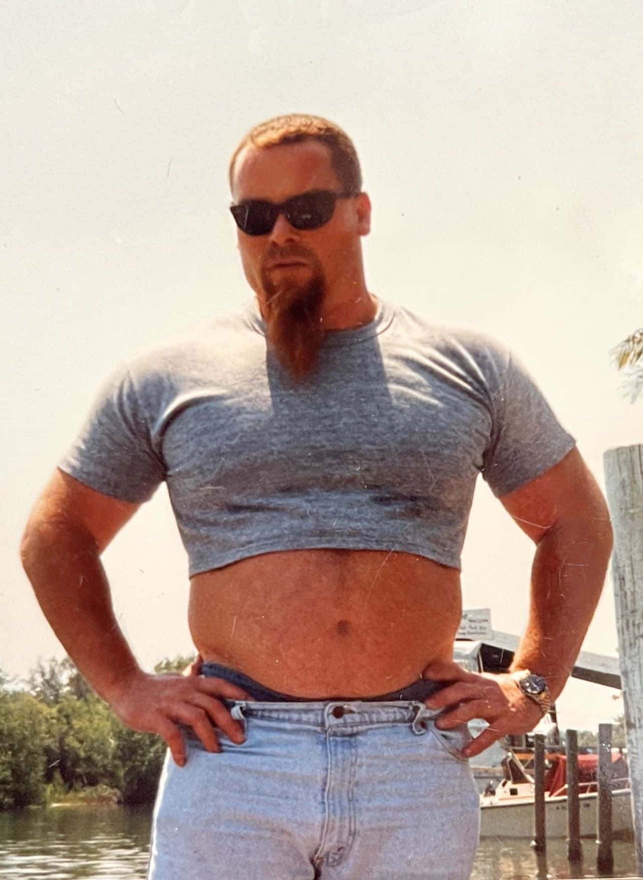 Jim Neidhart, gray crop top, dock, HD Phone Wallpaper