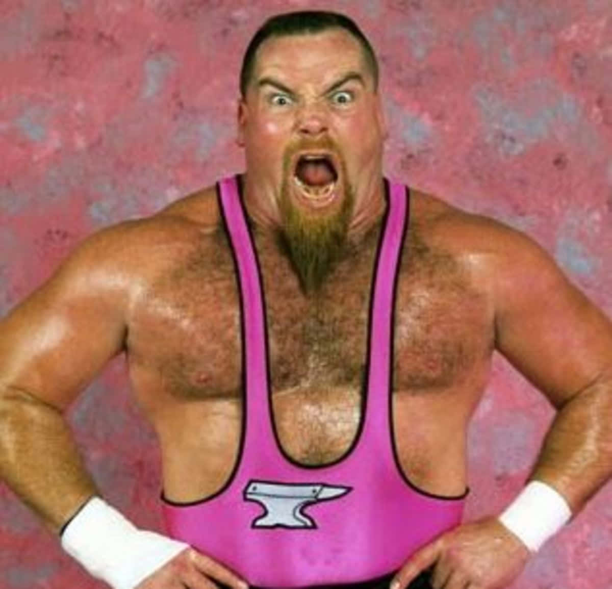 Jim Neidhart, pink singlet, textured pink backdrop, SD Desktop Wallpaper