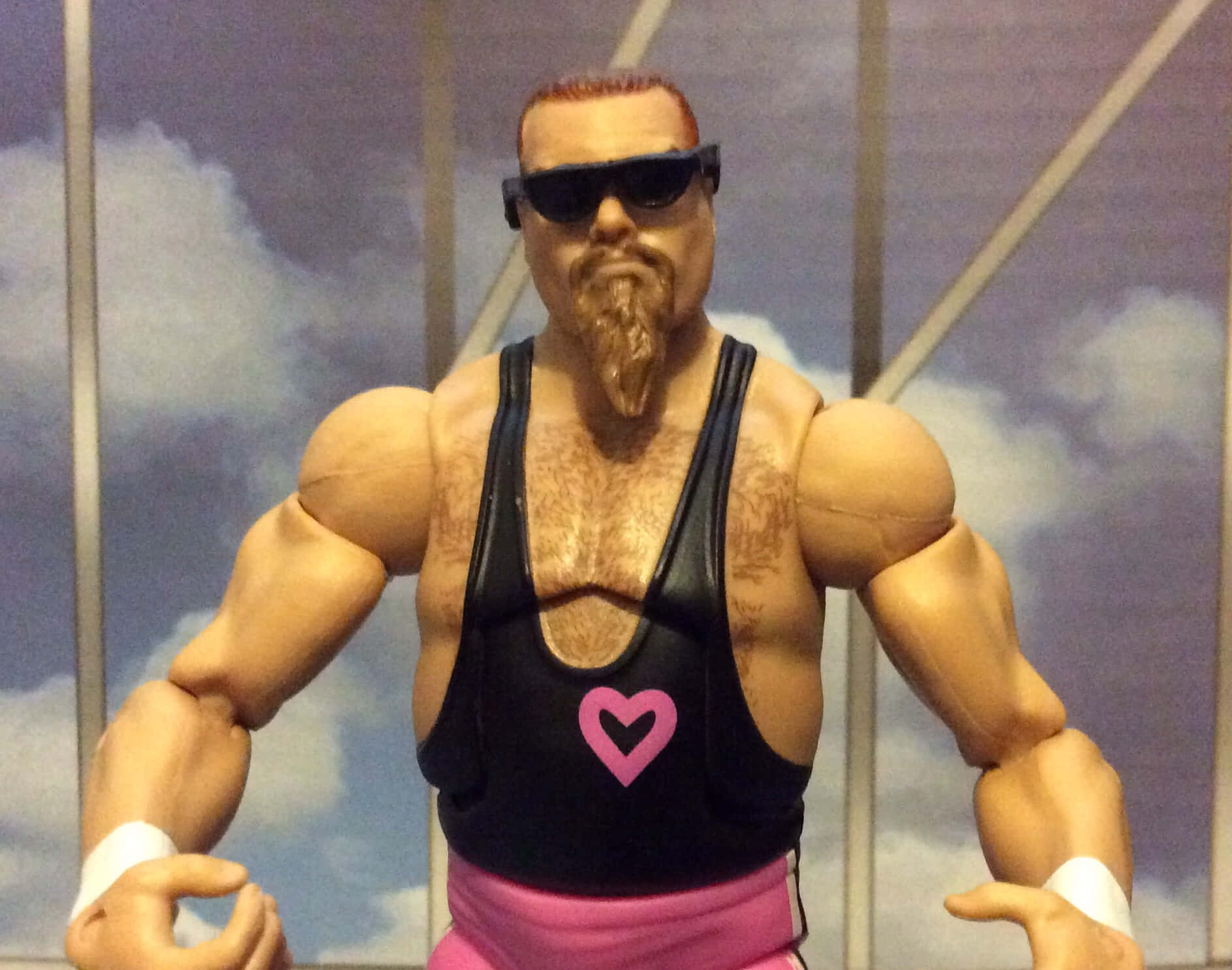 Jim Neidhart, black tank top, pink heart, HD Desktop Wallpaper