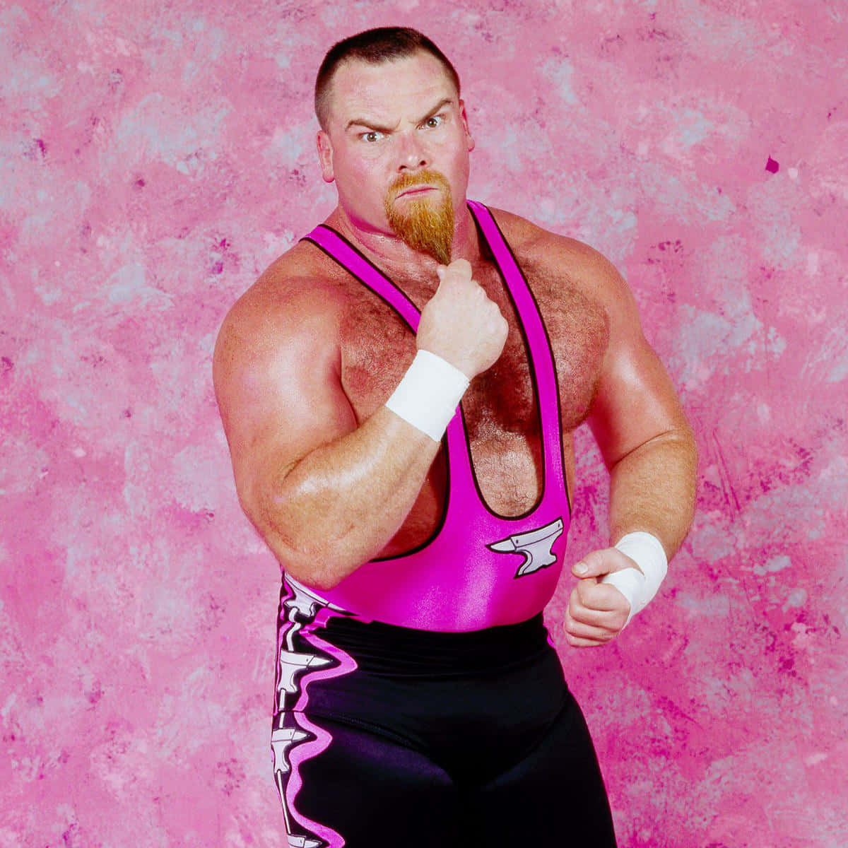 Jim Neidhart, bright pink singlet, textured pink backdrop, SD Desktop Wallpaper
