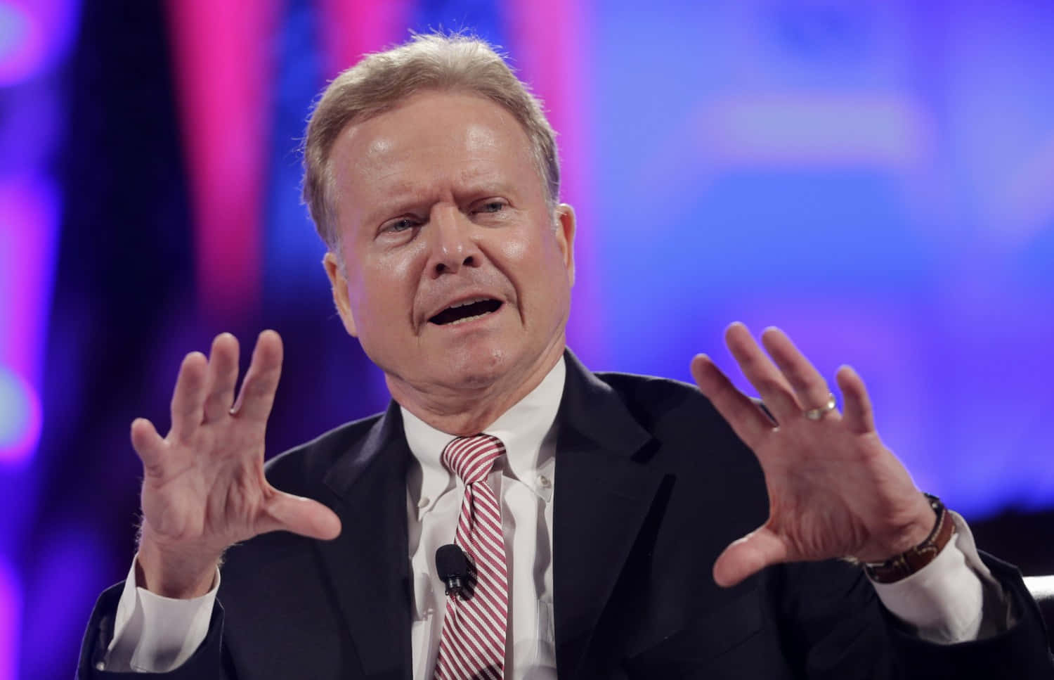 Jim Webb, vibrant purple and blue blurred background, suit, HD Desktop Wallpaper