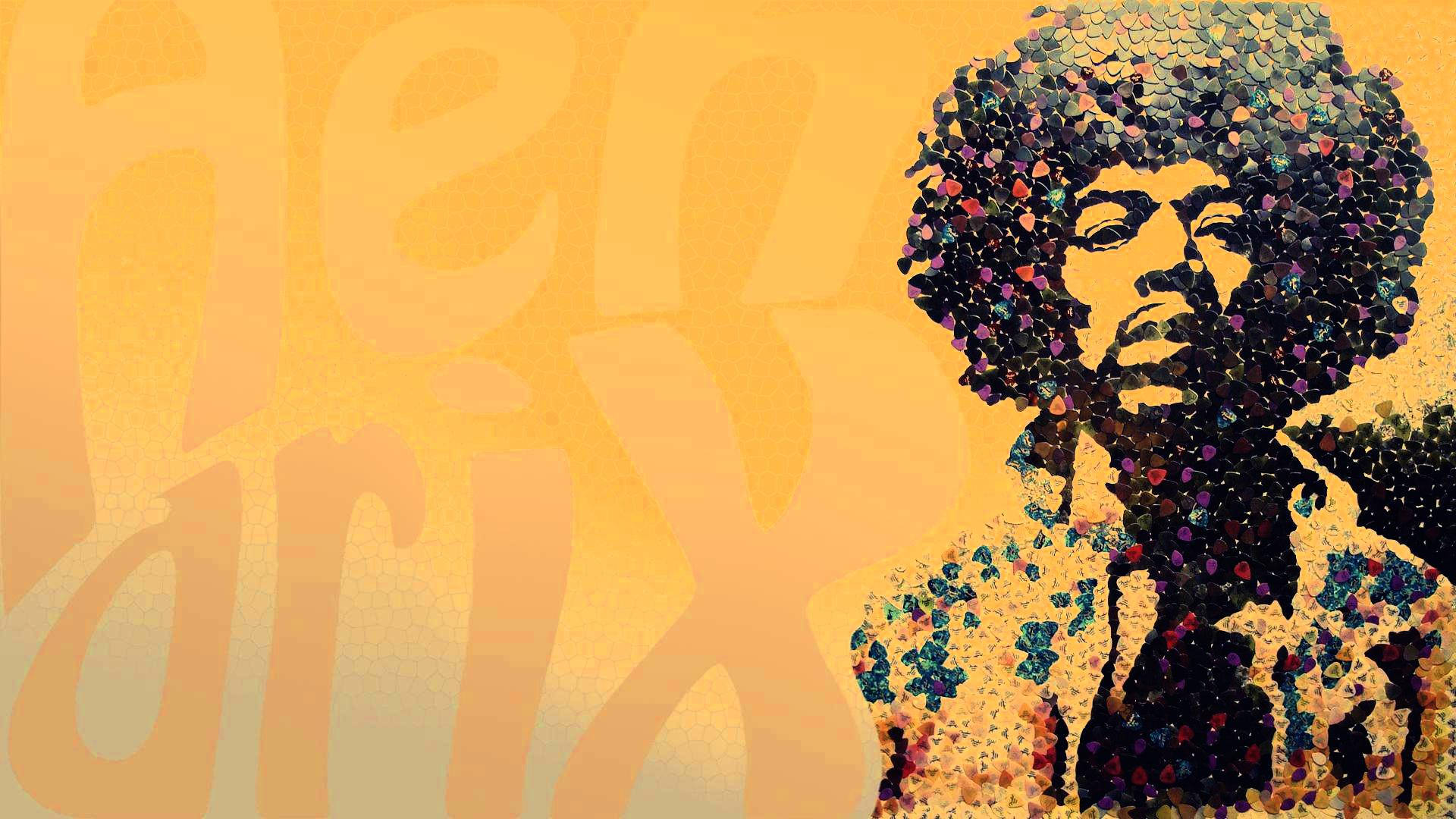 Jimi Hendrix, sequins, geometric tiles, Full HD Desktop Wallpaper