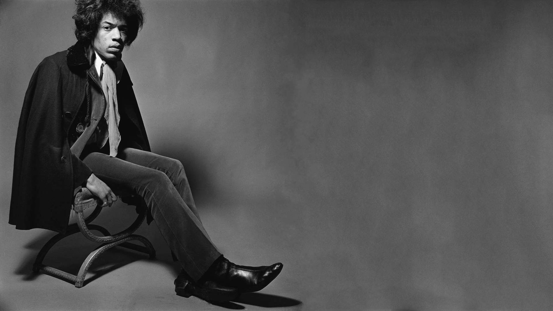 Jimi Hendrix, afro hair, black and white portrait, Full HD Desktop Wallpaper
