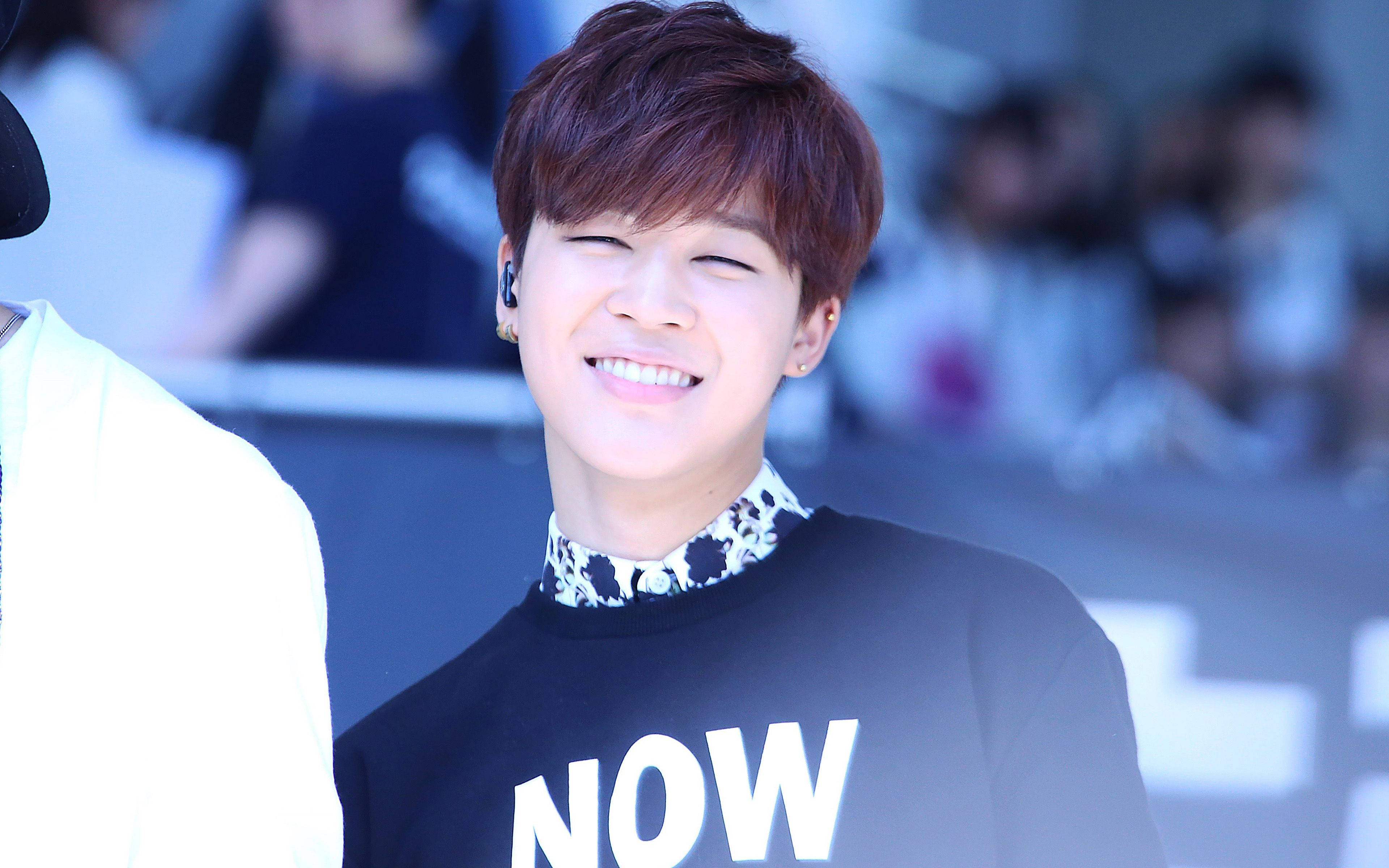 Jimin BTS, black sweatshirt, white text, 4K Desktop Wallpaper