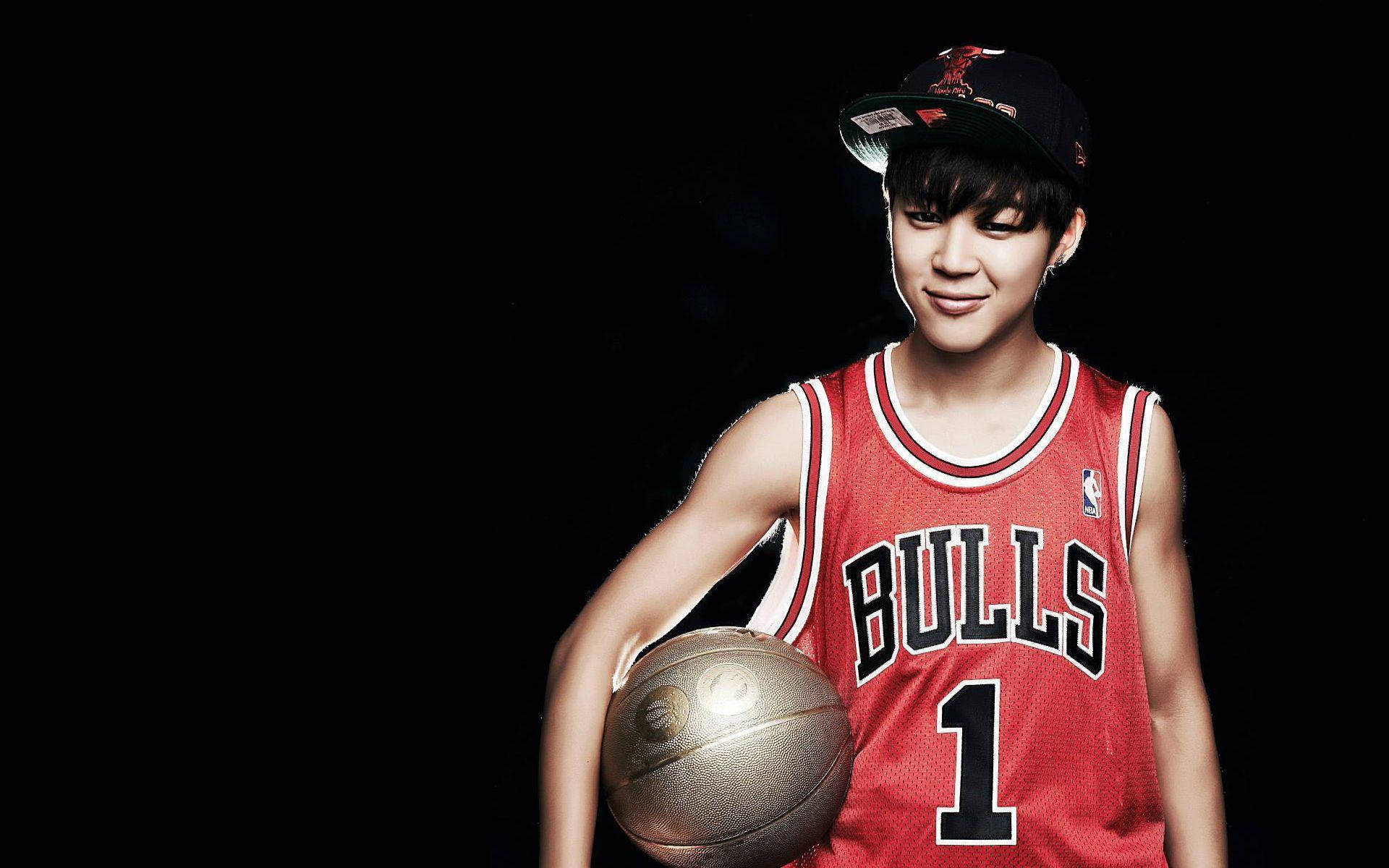 Jimin BTS, red Bulls jersey, basketball, Full HD Desktop Wallpaper