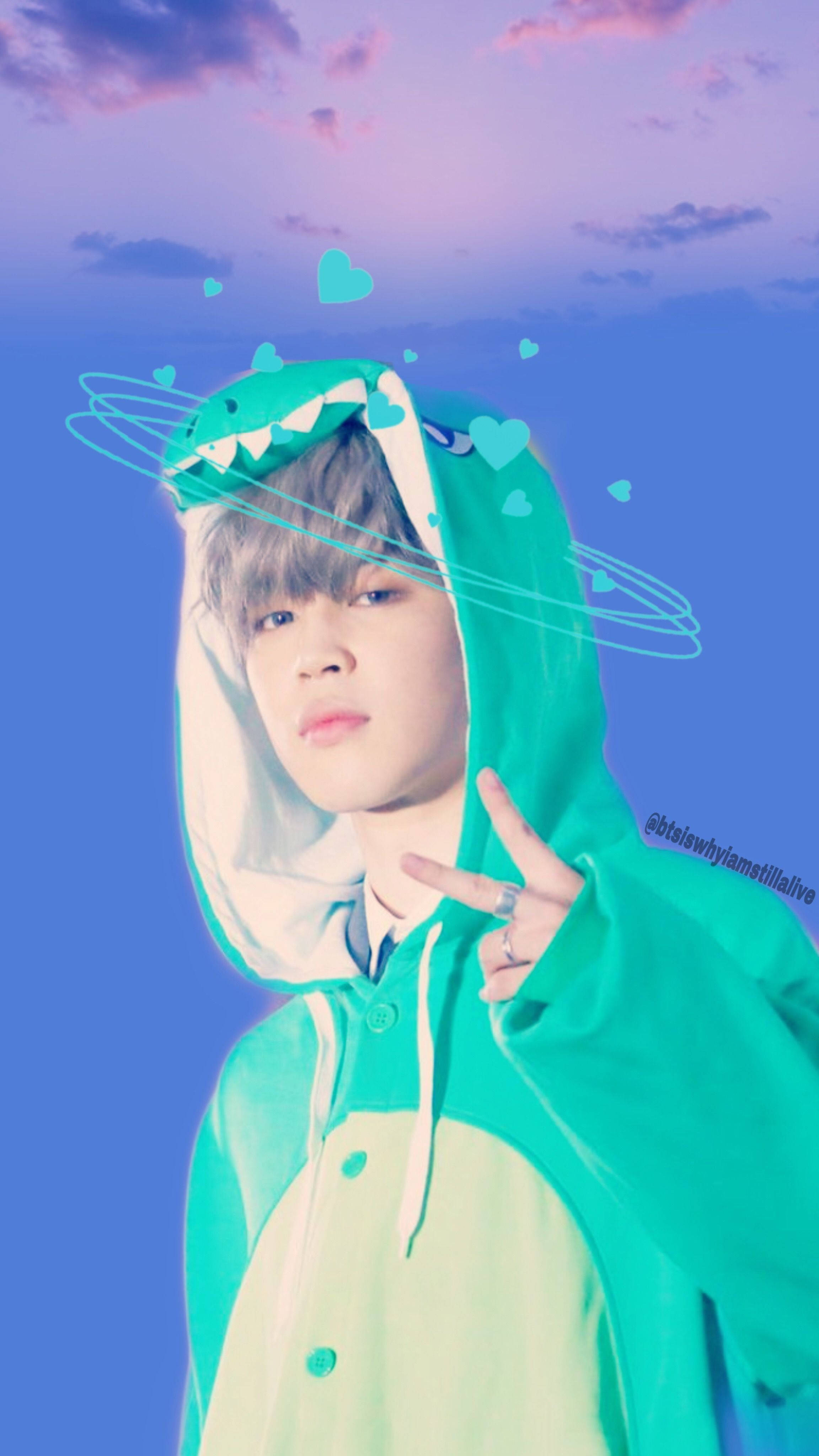 Jimin BTS, cute onesie, green dinosaur hoodie, 4K Phone Wallpaper