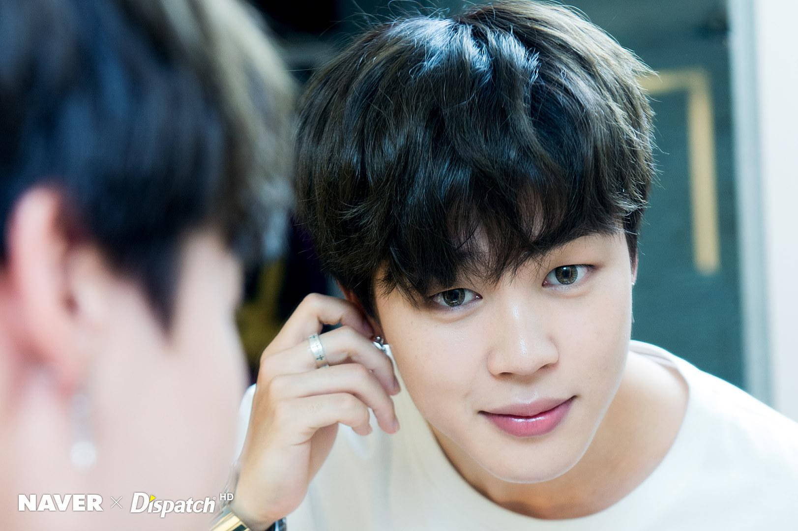 Jimin BTS, mirror, dark hair, HD Desktop Wallpaper