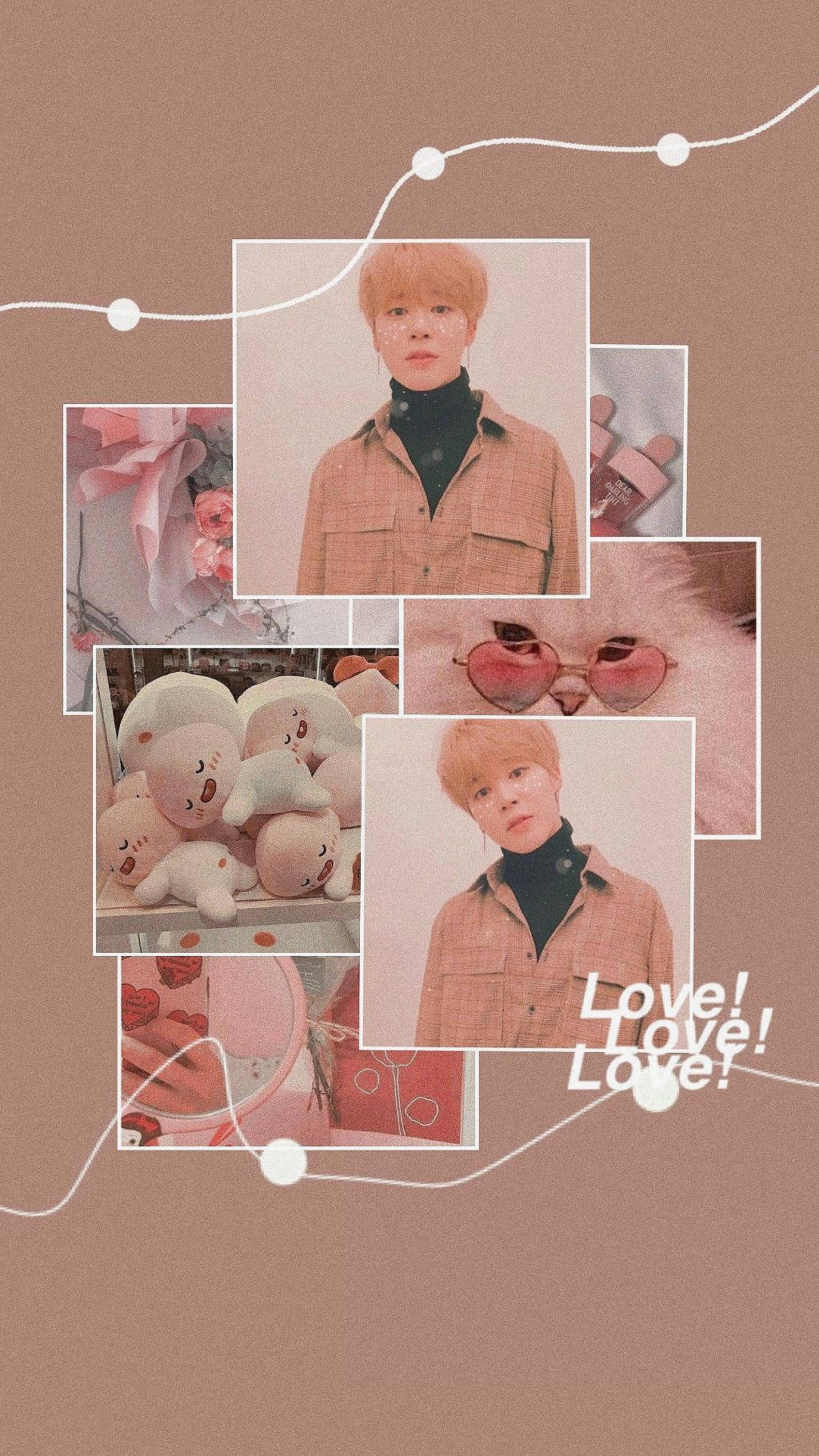 peach aesthetic, plaid jacket, plush toys, HD Phone Wallpaper