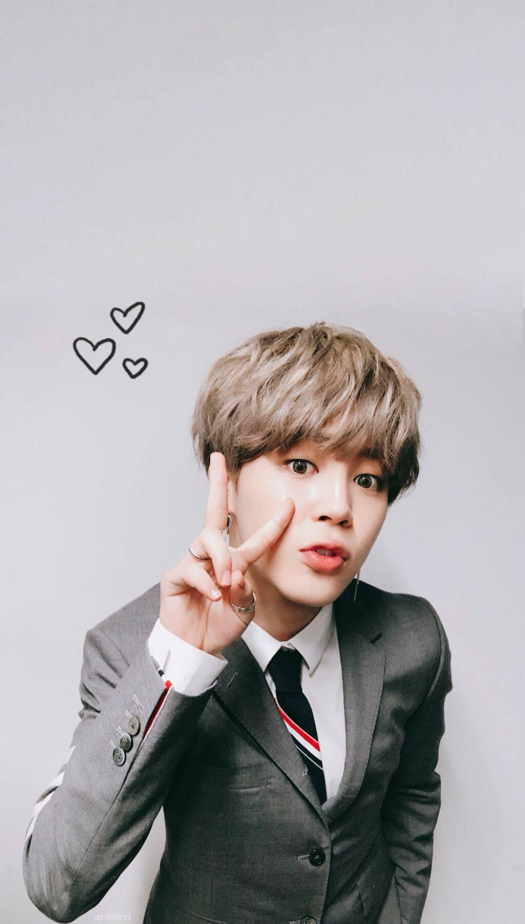Jimin BTS, peace sign, hearts, HD Phone Wallpaper