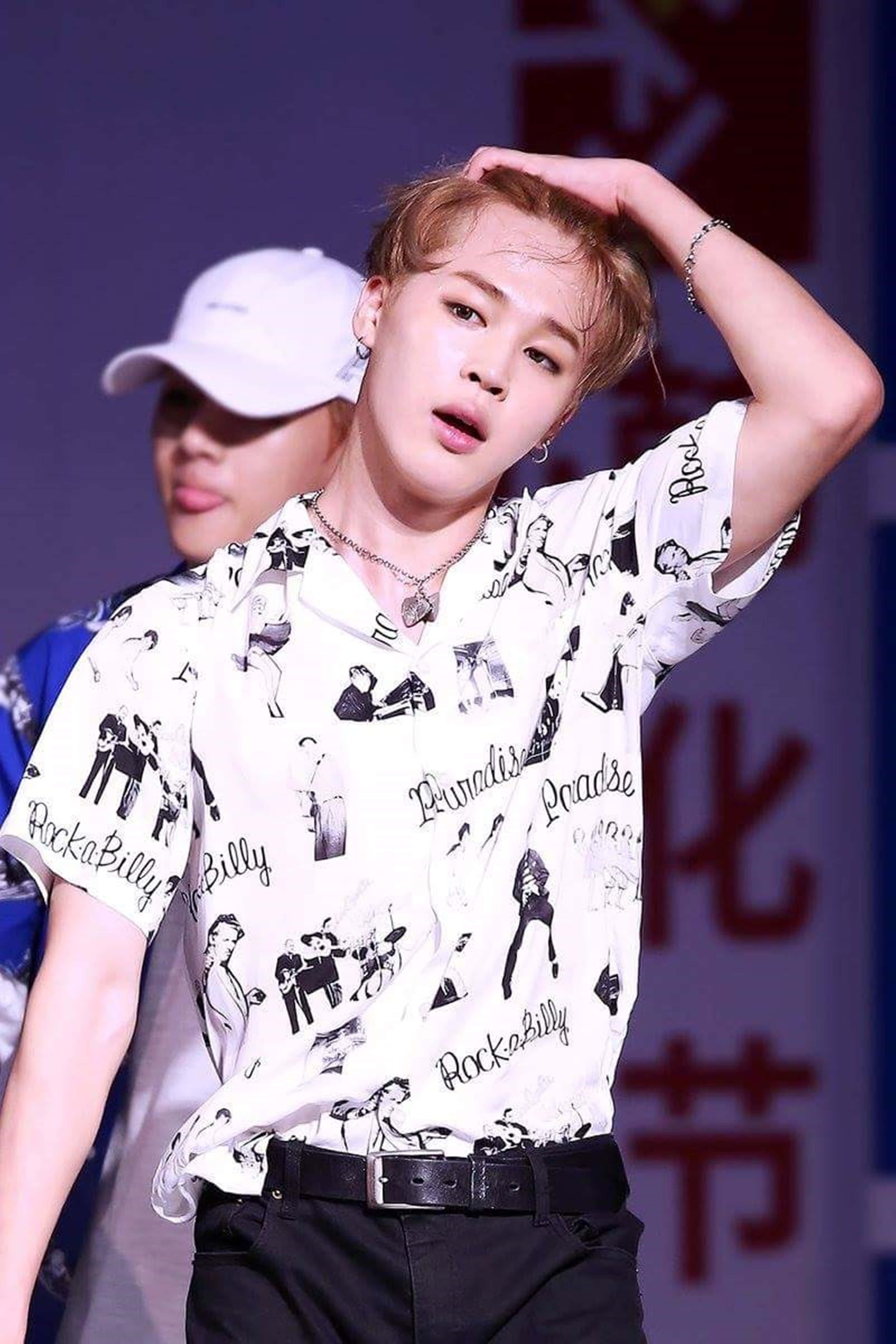 Jimin HD, 2016, white rockabilly printed shirt, 5K Phone Wallpaper