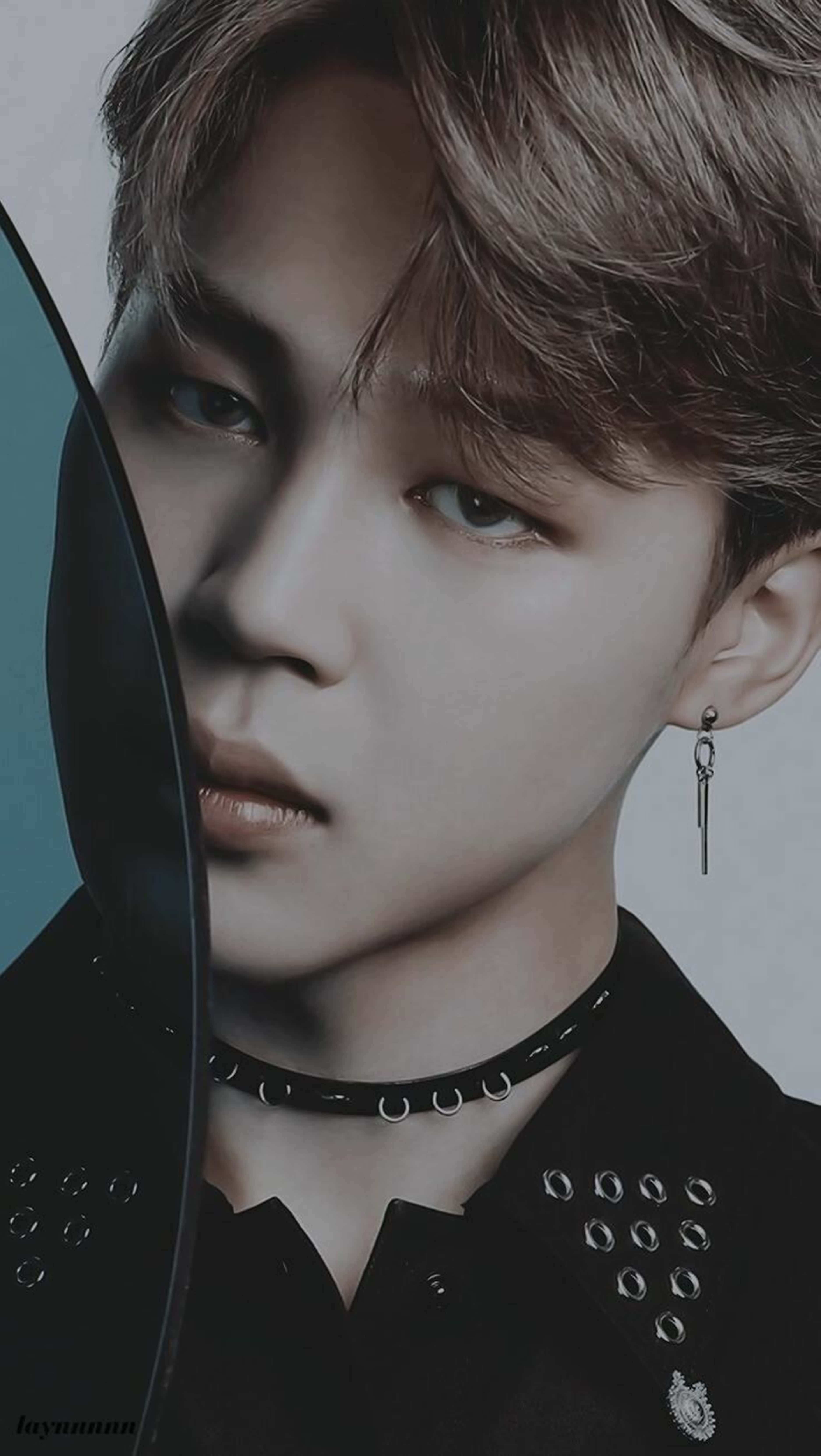Jimin HD, black studded shirt, choker, 5K Phone Wallpaper
