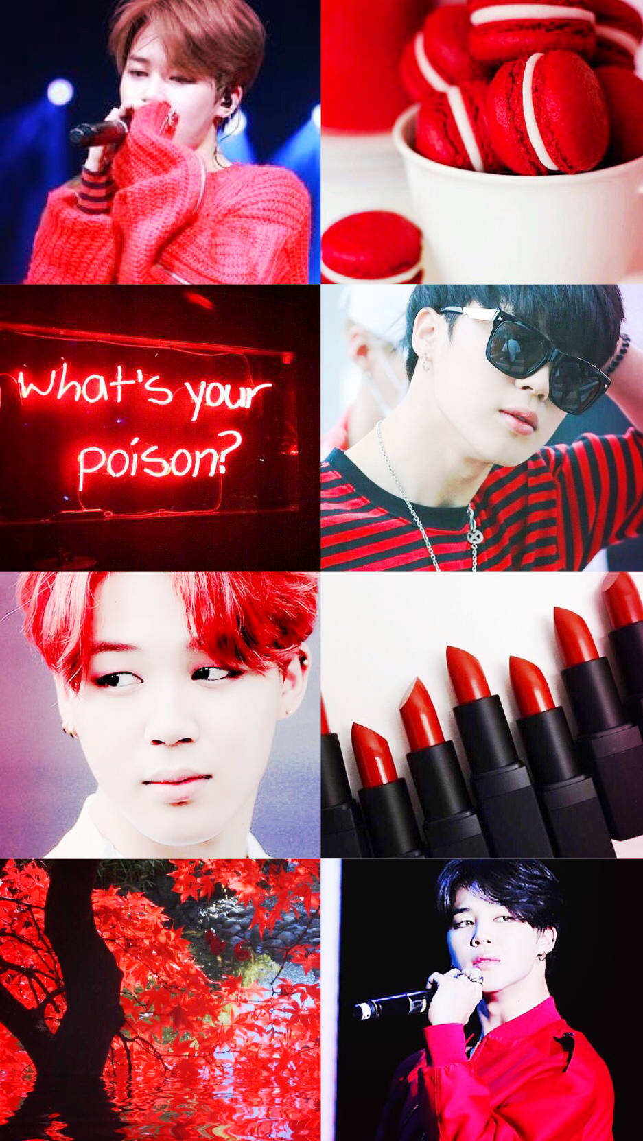 Jimin, red, collage, HD Phone Wallpaper
