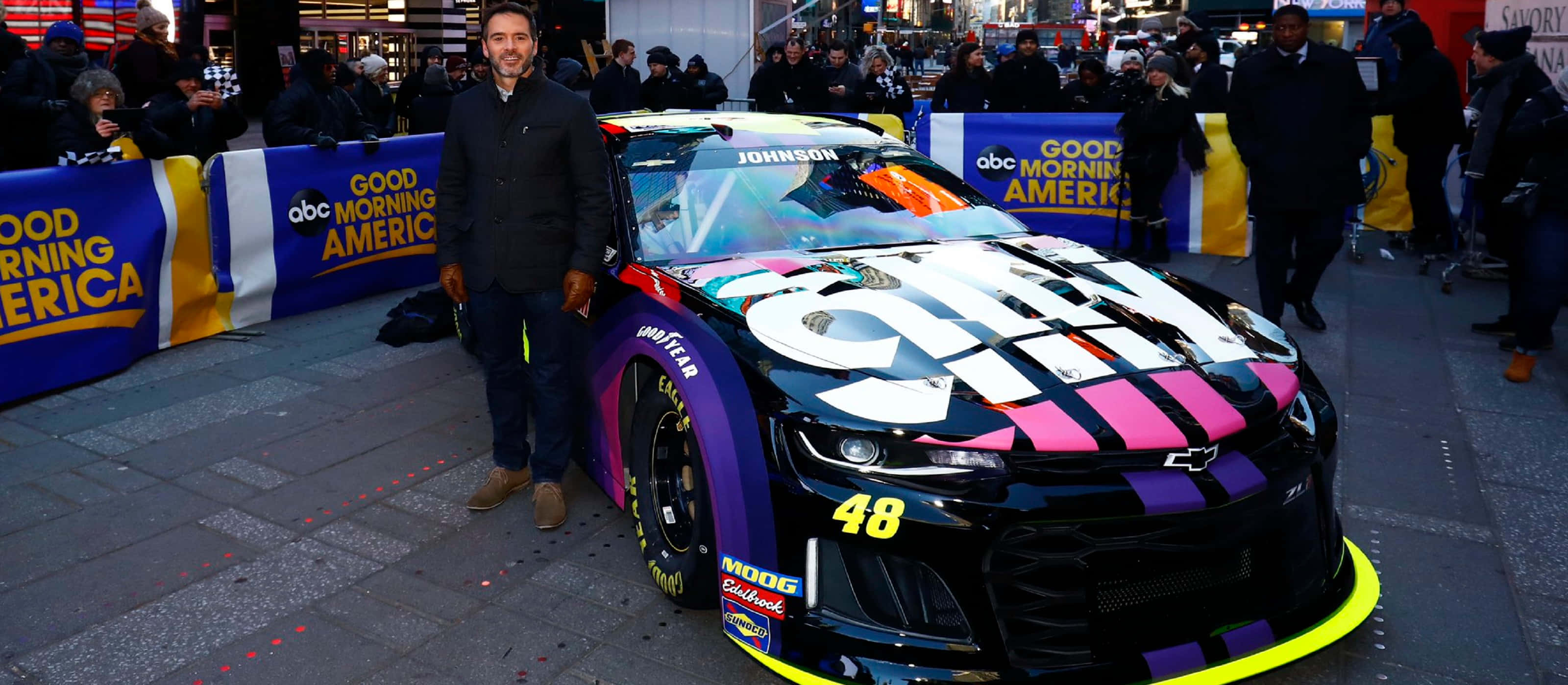 Jimmie Johnson, number 48, vibrant purple pink and black race car, 2K Desktop Wallpaper