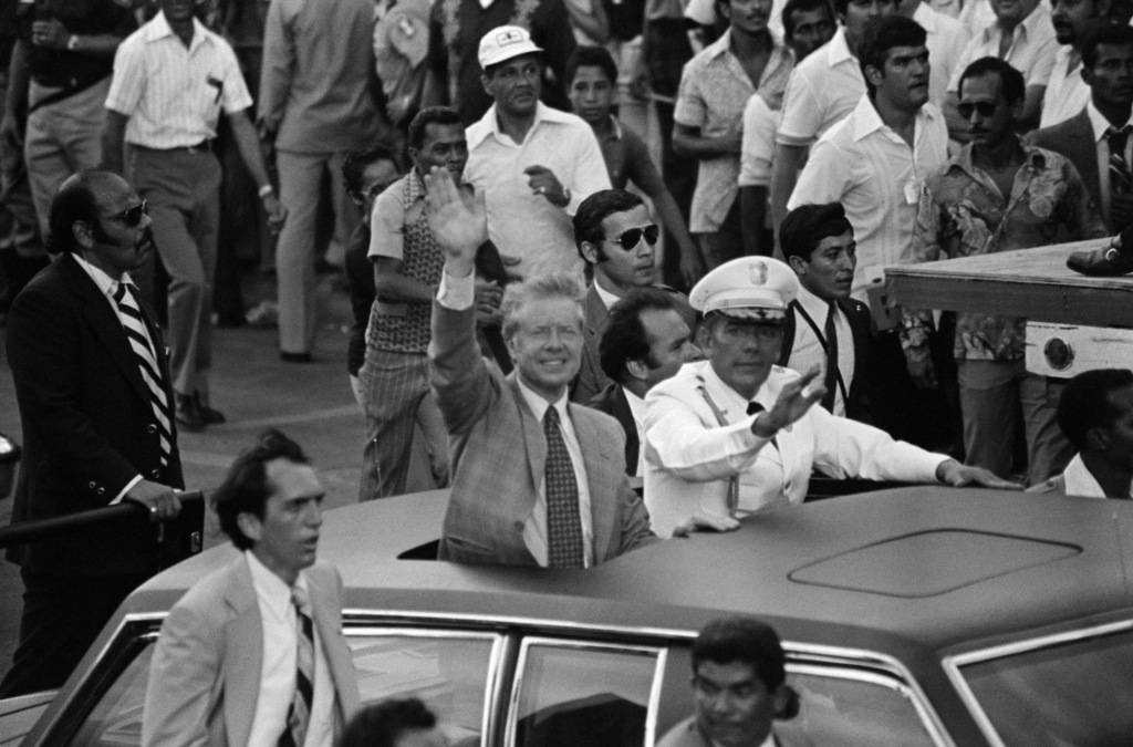 Jimmy Carter, black and white photo, smiling man, SD Desktop Wallpaper