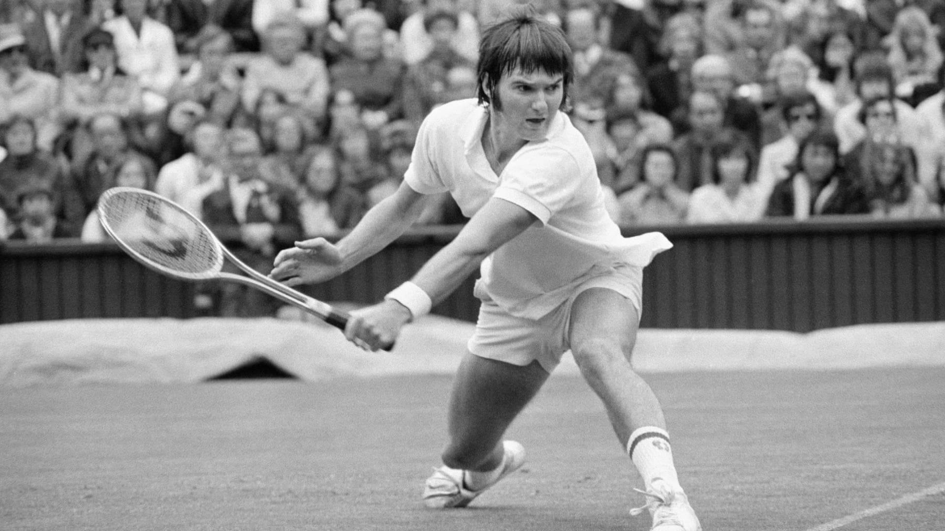 Jimmy Connors, grass court, mid-swing, Full HD Desktop Wallpaper