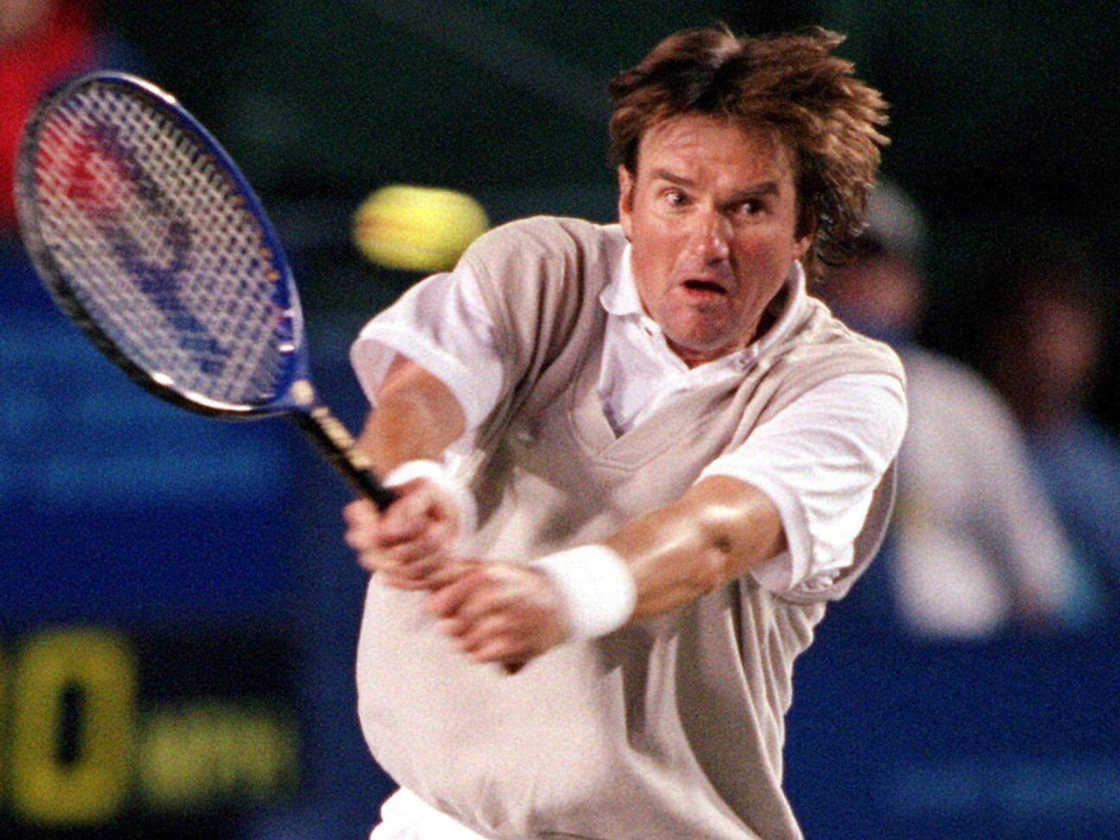 Jimmy Connors, yellow ball, stadium lights, HD Desktop Wallpaper