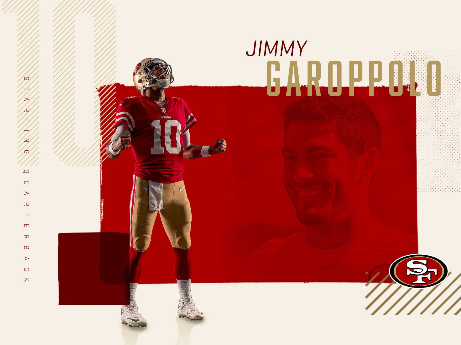 Jimmy Garoppolo, 49ers, red and gold uniform, HD Desktop Wallpaper