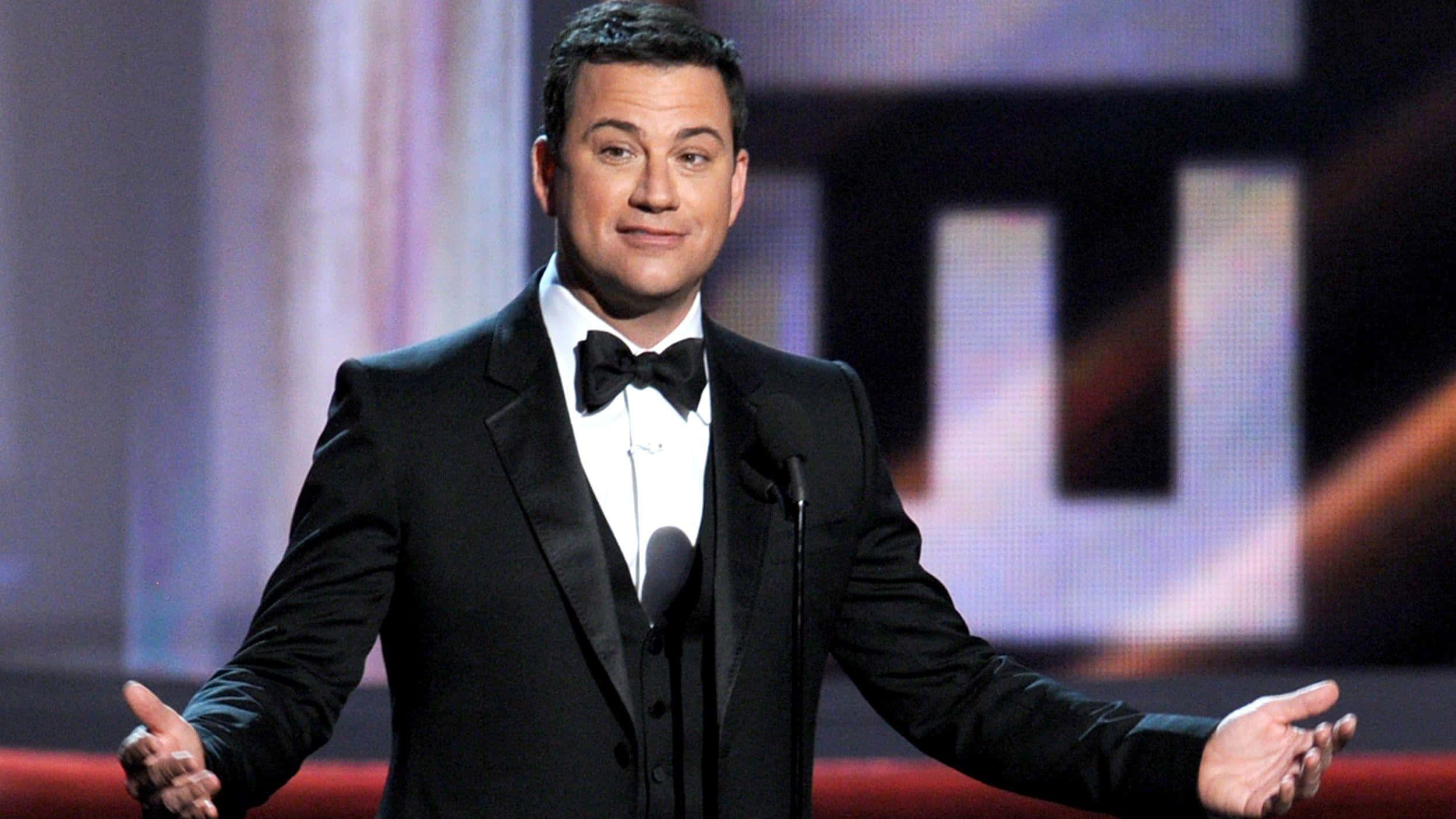 Jimmy Kimmel, black tuxedo, bow tie, Full HD Desktop Wallpaper