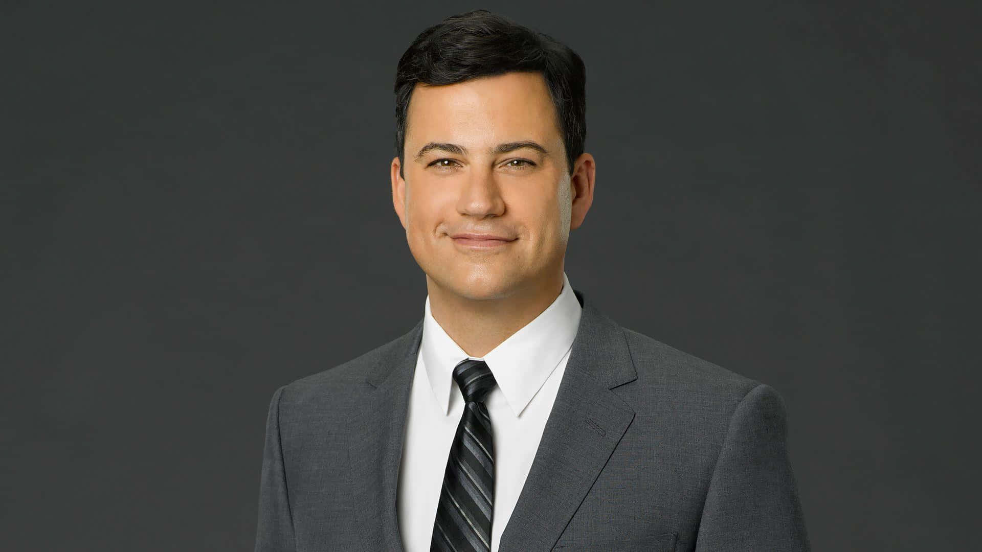 Jimmy Kimmel, gray suit, striped tie, Full HD Desktop Wallpaper