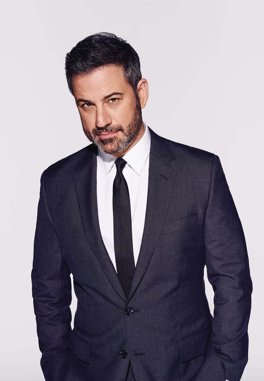 Jimmy Kimmel, navy suit, black tie, SD Phone Wallpaper