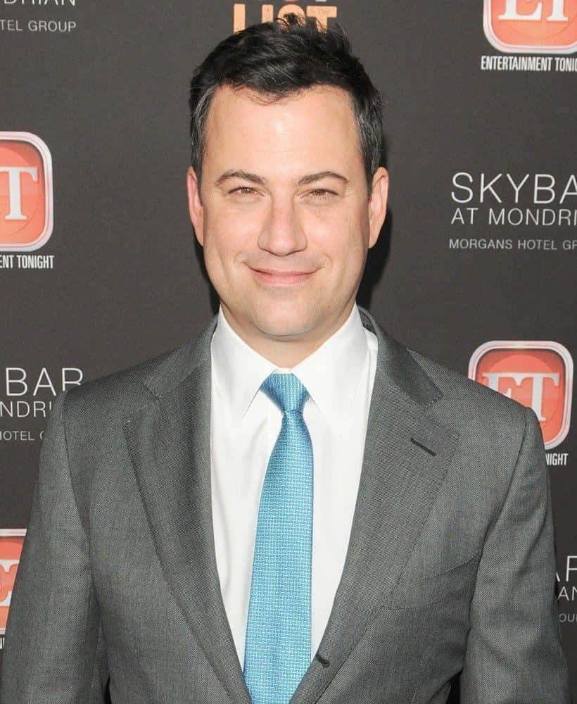 Jimmy Kimmel, gray suit, blue tie, SD Phone Wallpaper