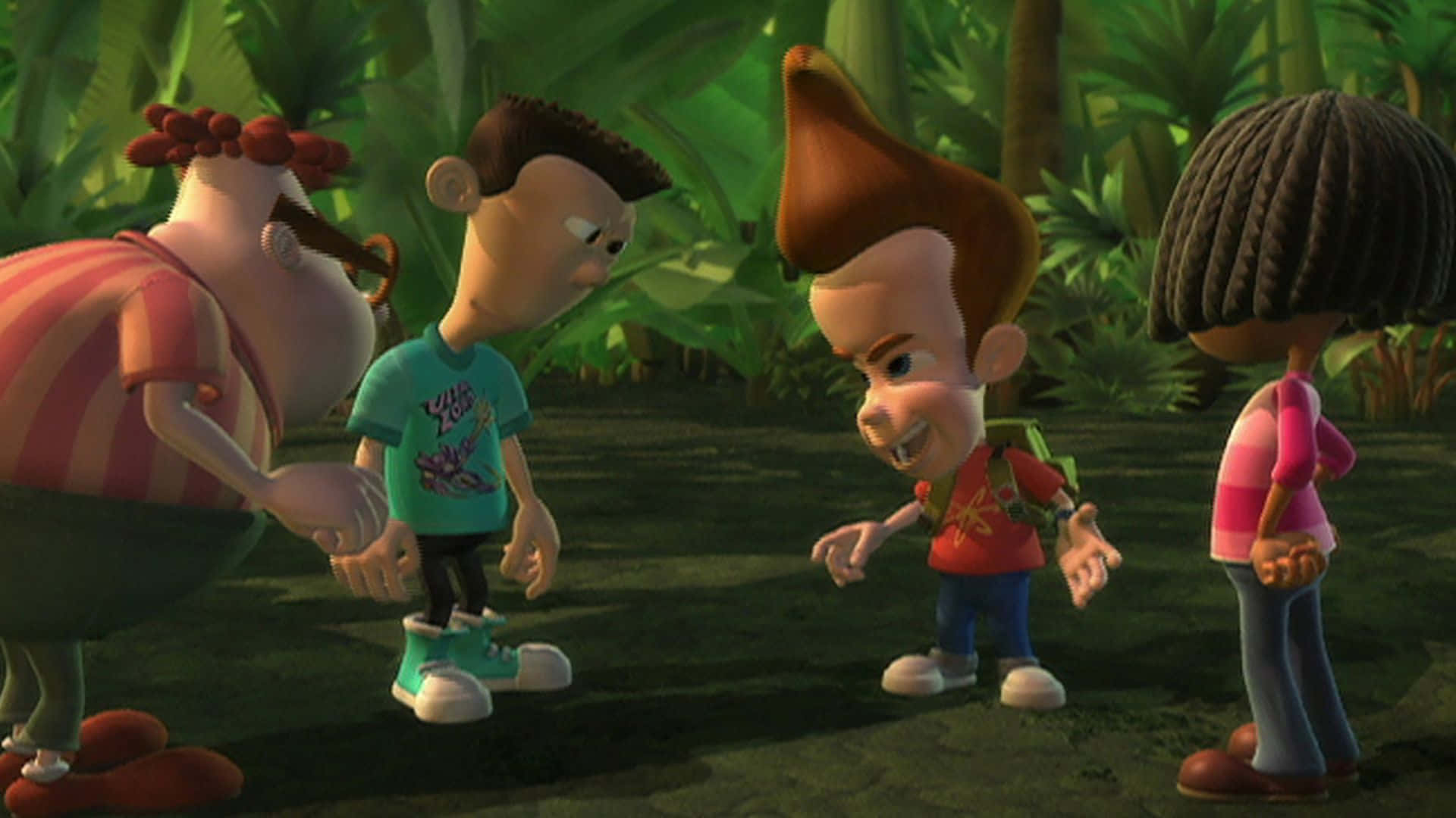 Jimmy Neutron Boy Genius, jungle, Four animated kids, Full HD Desktop Wallpaper