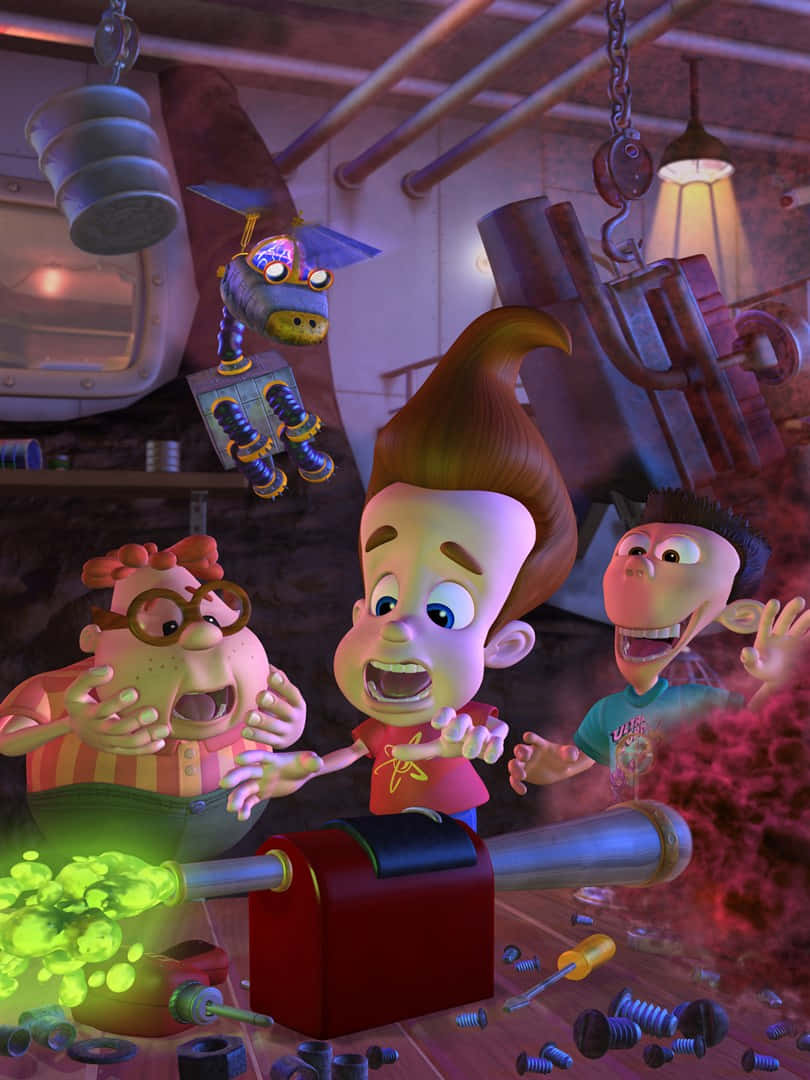 Jimmy Neutron Boy Genius, robot, glowing green machine, SD Phone Wallpaper