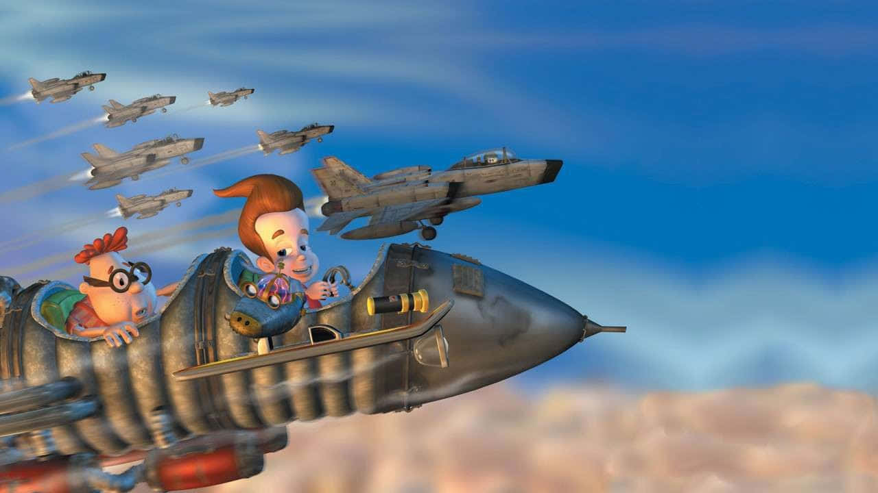 Jimmy Neutron Boy Genius, fighter jet, squadron of jets, HD Desktop Wallpaper
