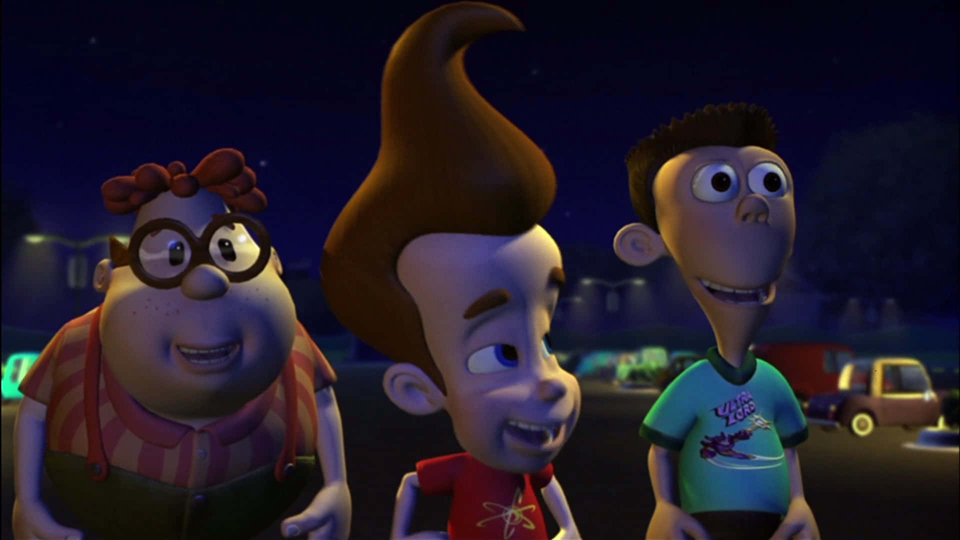Jimmy Neutron Boy Genius, starry night sky, suburban neighborhood, Full HD Desktop Wallpaper