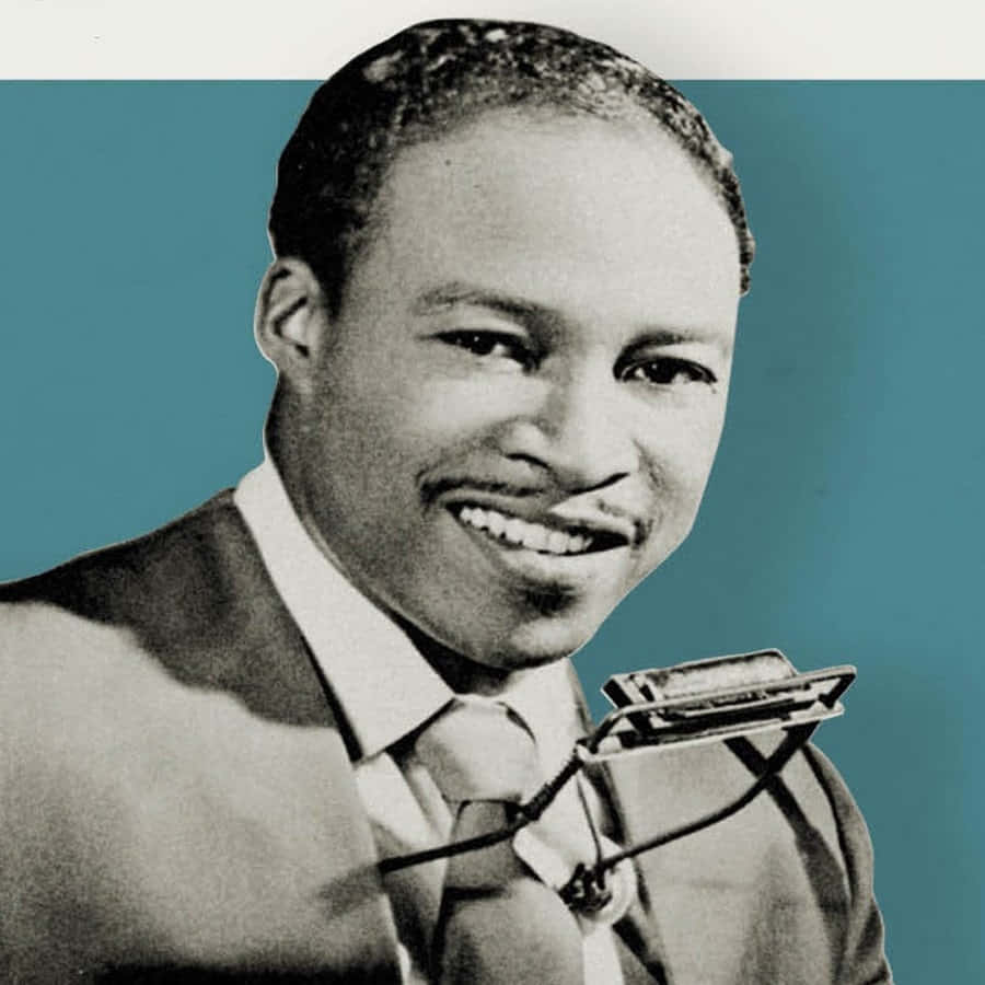 Jimmy Reed, teal background, vintage studio portrait, SD Desktop Wallpaper