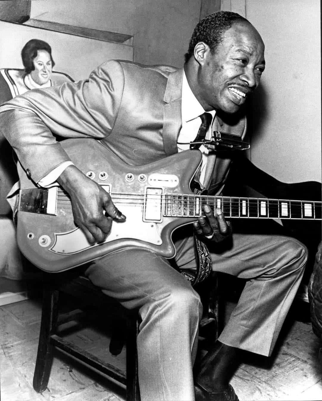Jimmy Reed, hollow-body electric guitar, suit, HD Phone Wallpaper