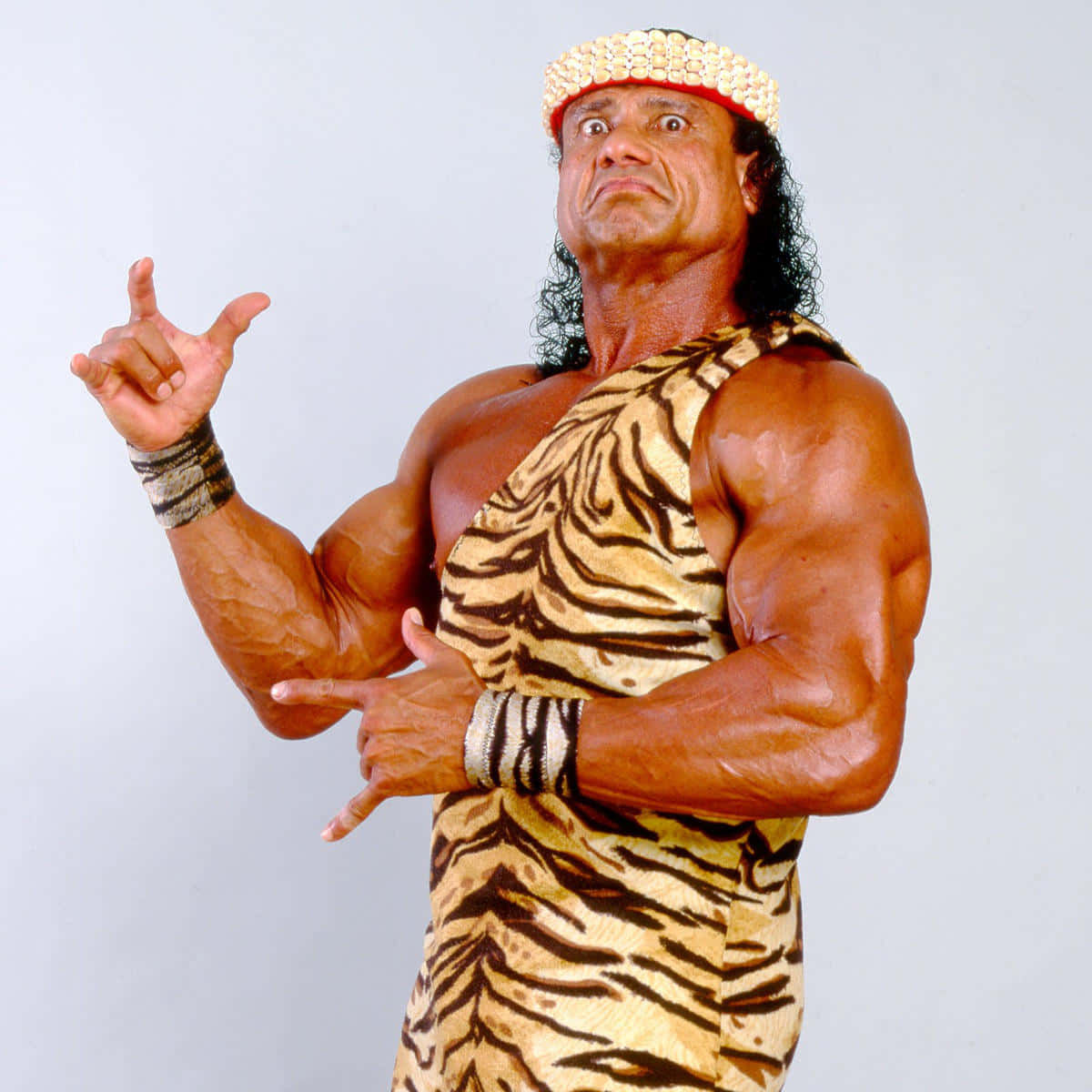 Jimmy Snuka, tiger-striped outfit, beaded headband, SD Desktop Wallpaper
