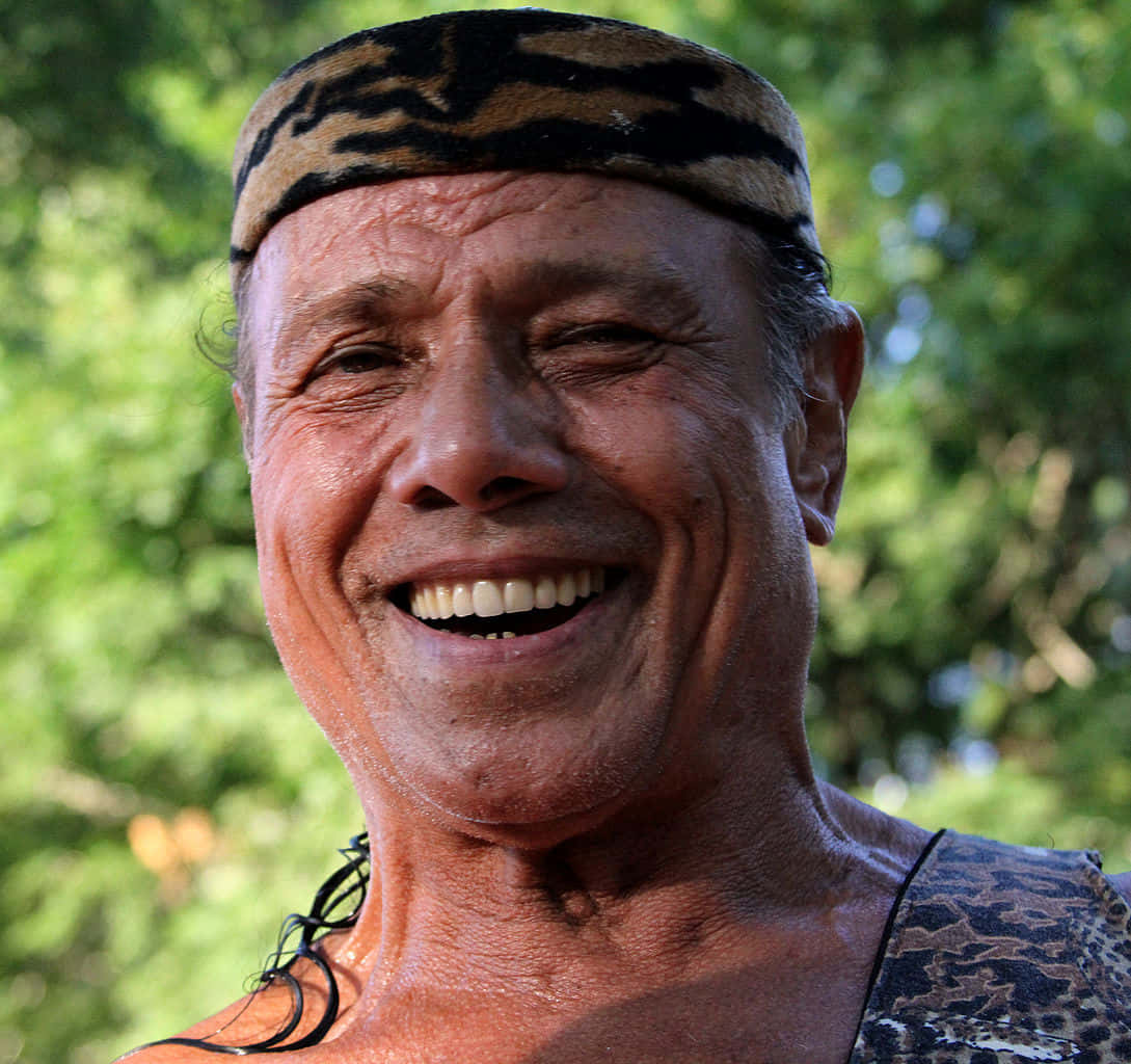 Jimmy Snuka, tiger-print headband, lush green forest, SD Desktop Wallpaper